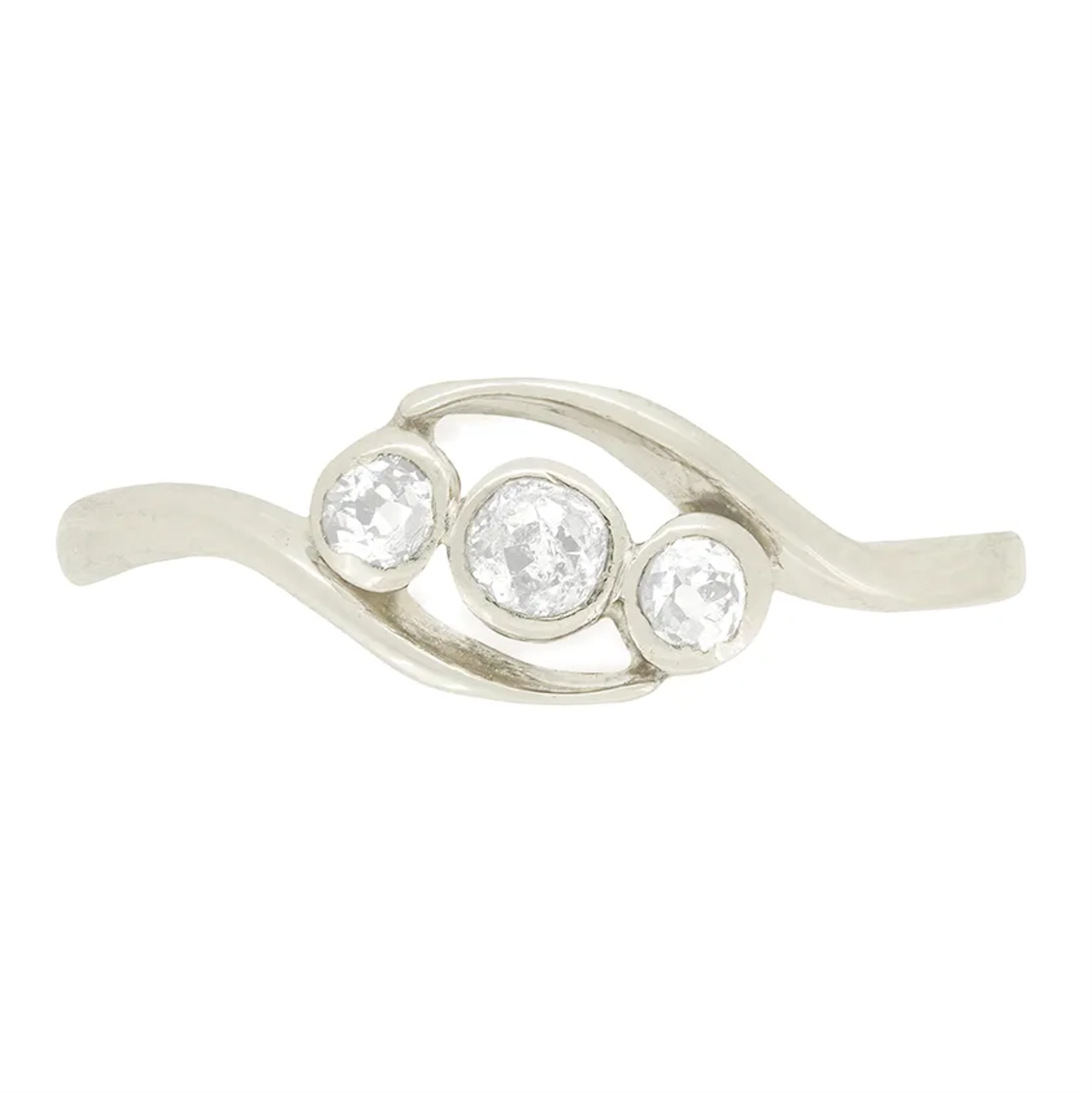 Art Deco 0.40ct Diamond Three Stone Twist Ring, c.1920s
