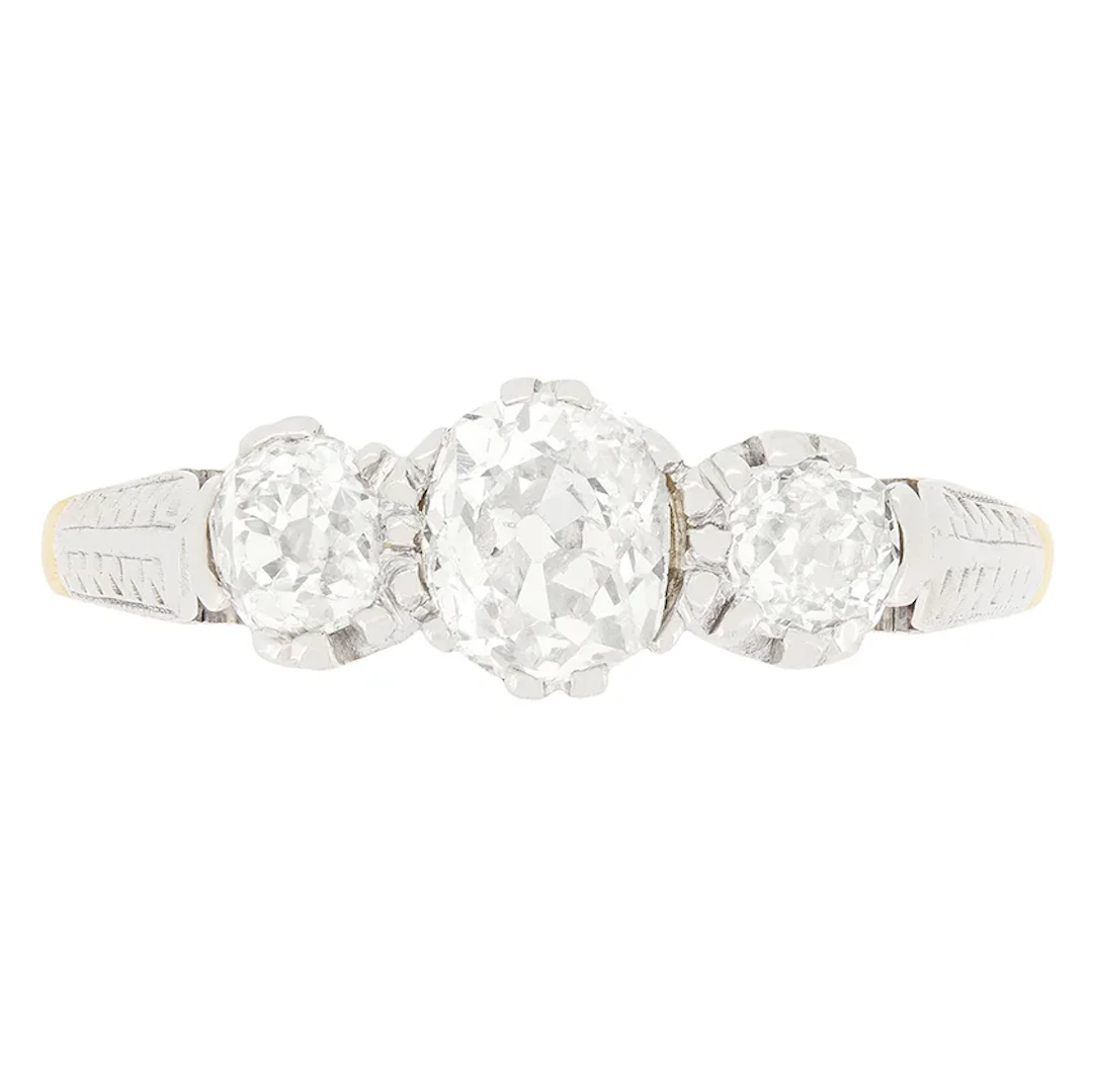 Edwardian 0.90ct Diamond Trilogy Ring, c.1910s