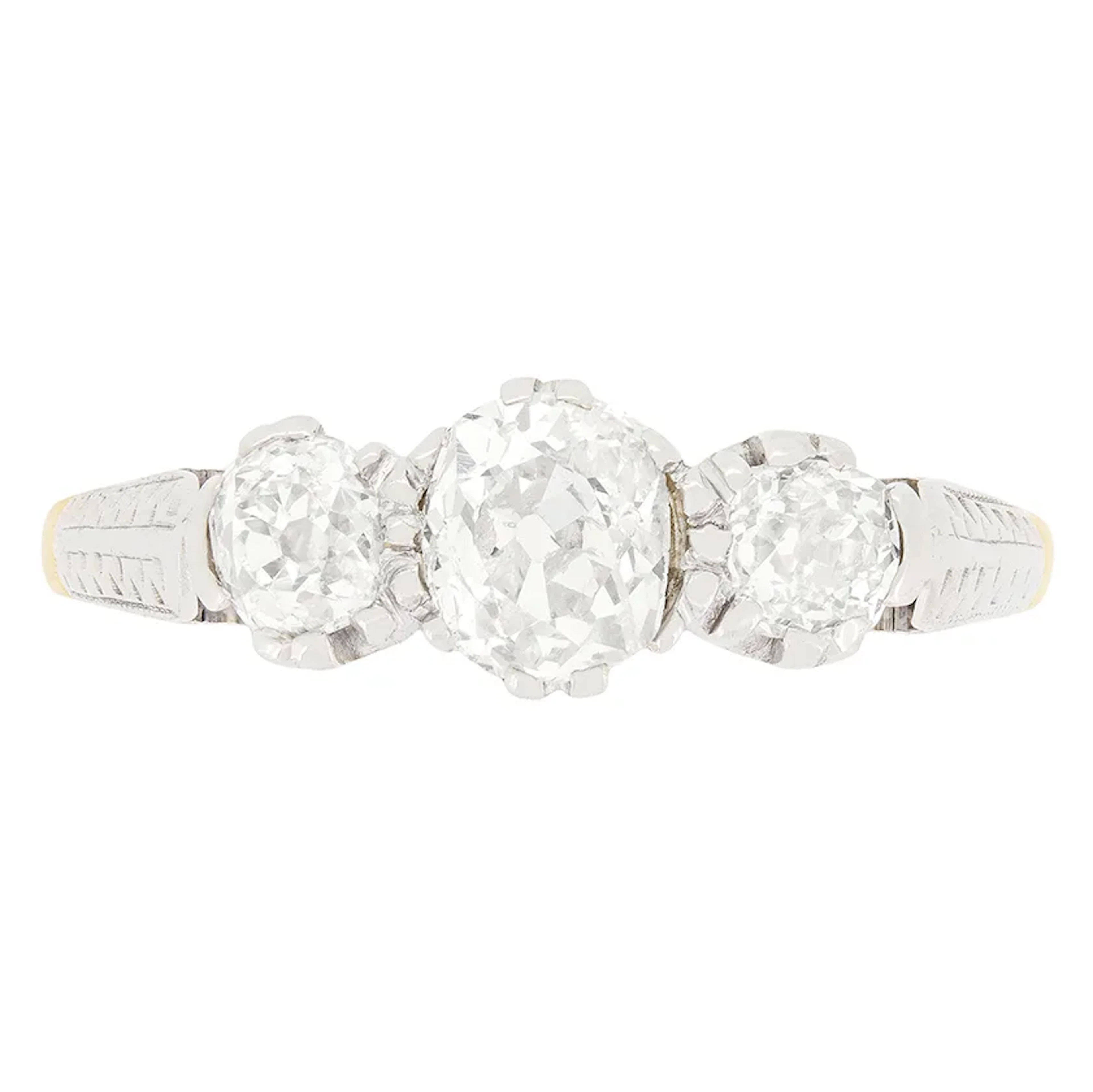 Edwardian 0.90ct Diamond Trilogy Ring, c.1910s
