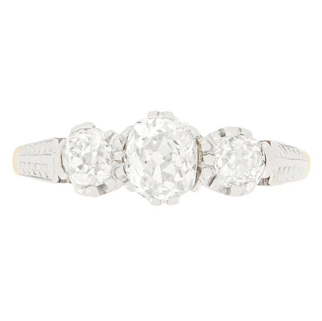 Edwardian 0.90ct Diamond Trilogy Ring, c.1910s