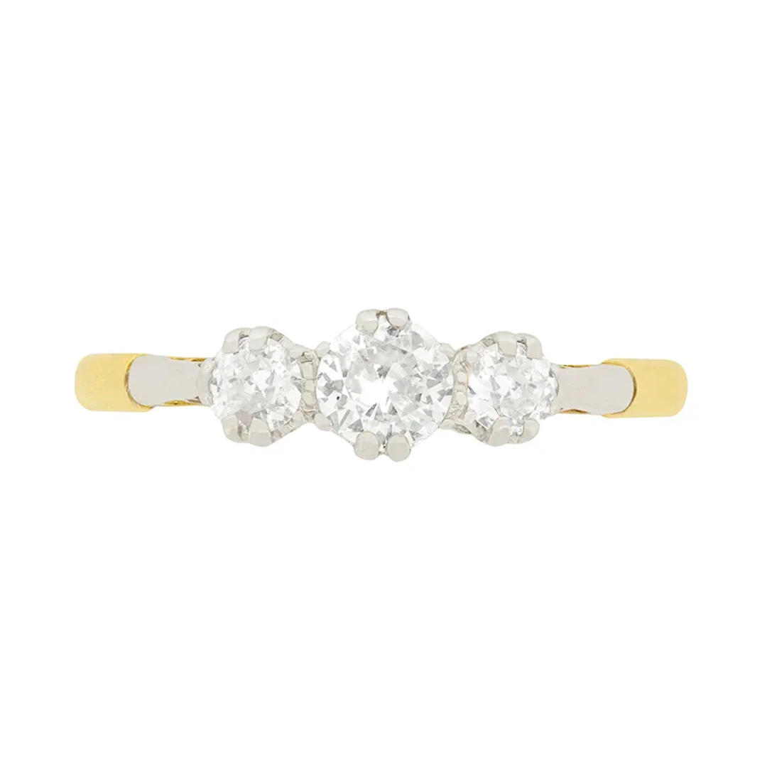 Art Deco 0.90ct Diamond Trilogy Ring, c.1920s