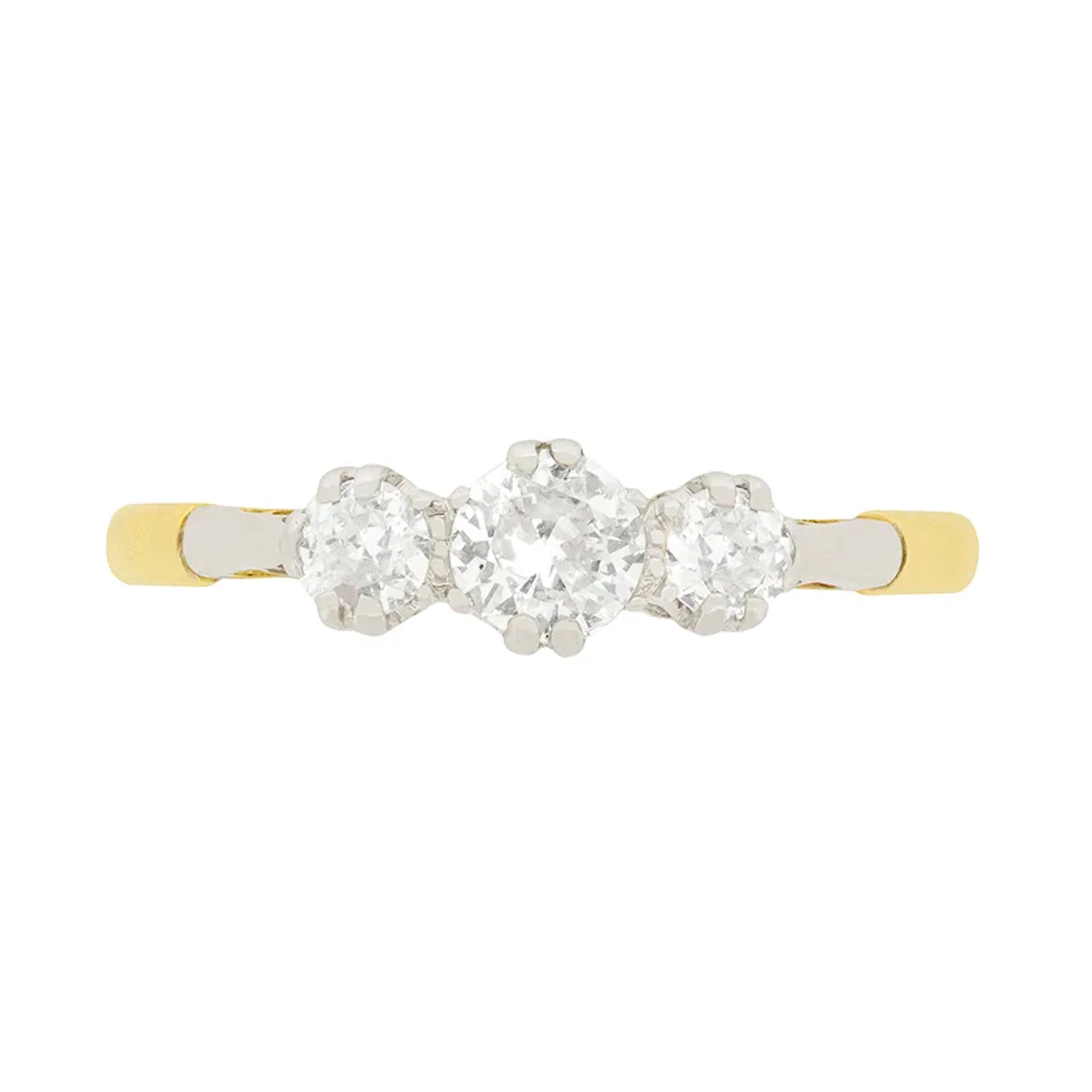 Art Deco 0.90ct Diamond Trilogy Ring, c.1920s