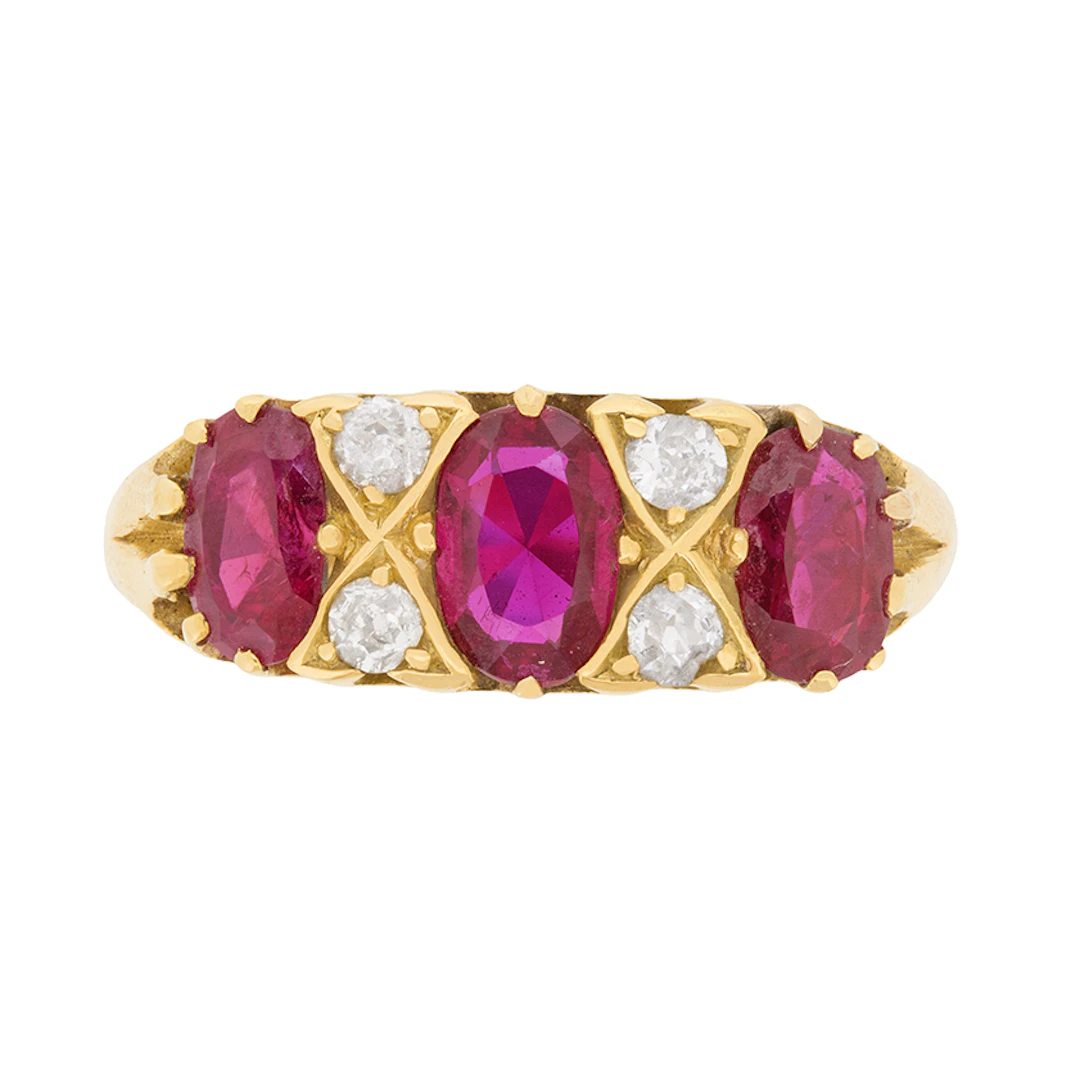 Vintage Ruby and Diamond Ring, c.1970s