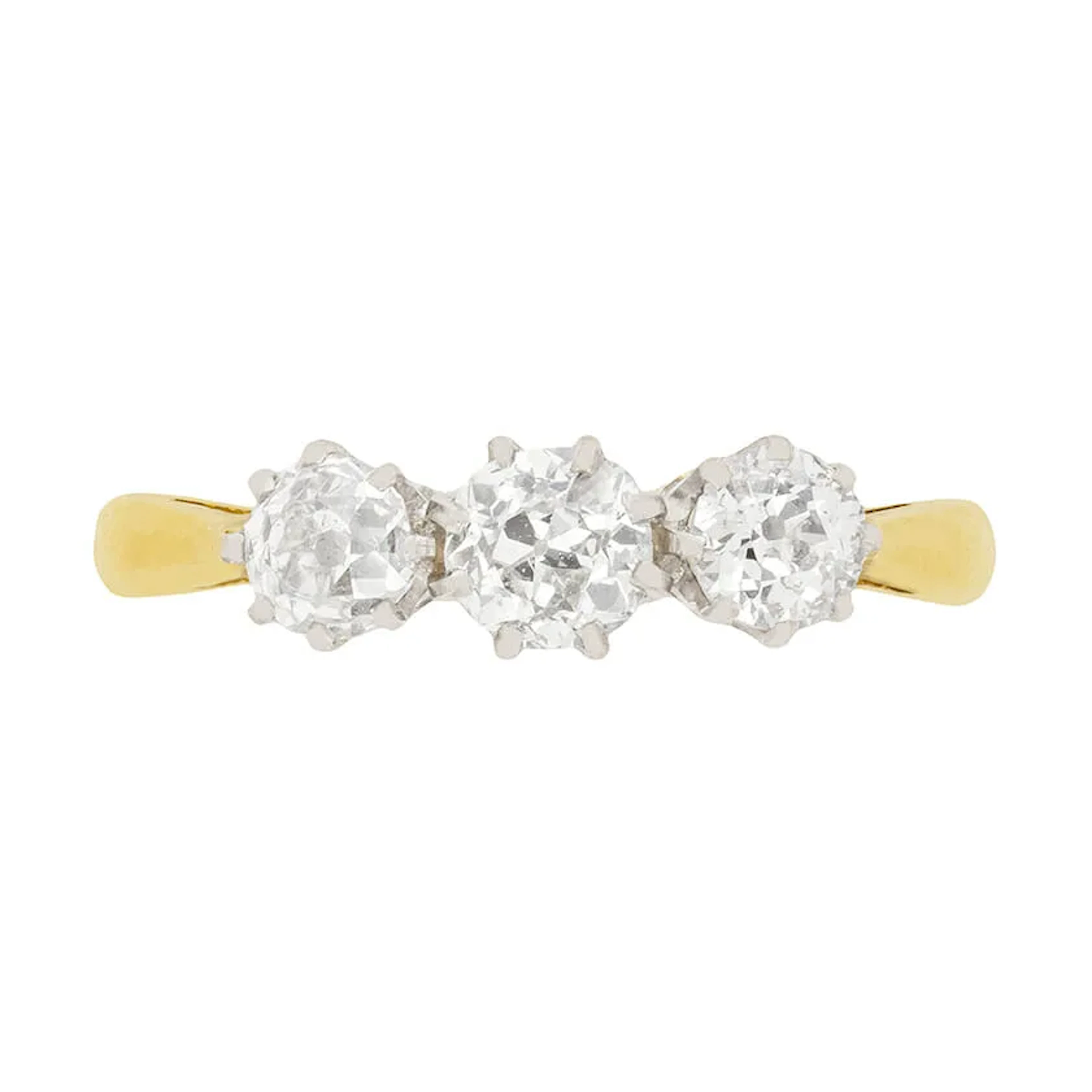 Art Deco 1.10ct Diamond Three Stone Ring, c.1930s