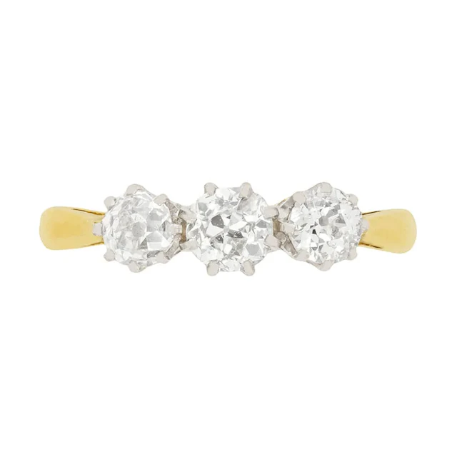 Art Deco 1.10ct Diamond Three Stone Ring, c.1930s