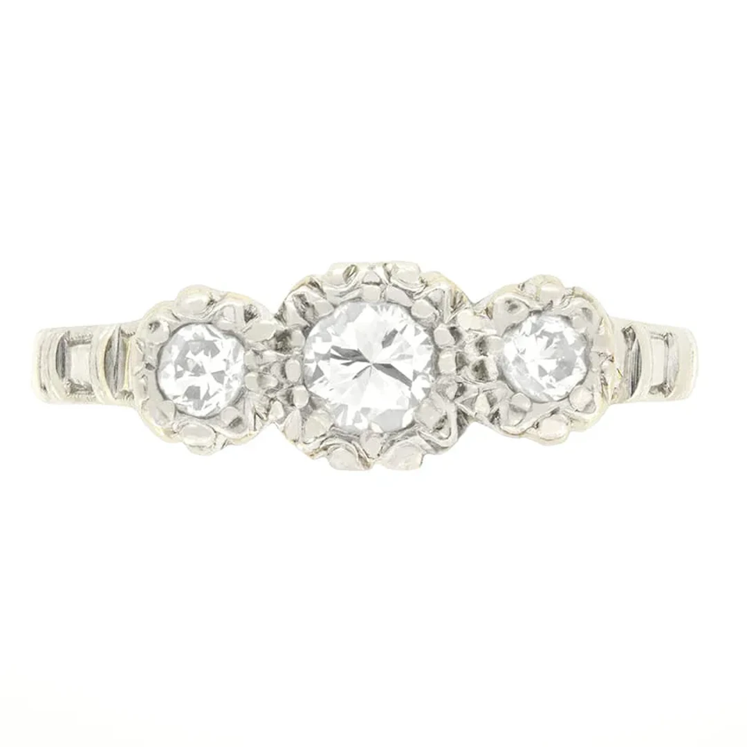 Vintage 0.34ct Diamond Three Stone Ring, c.1950s