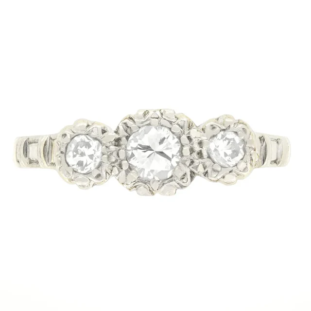 Vintage 0.34ct Diamond Three Stone Ring, c.1950s
