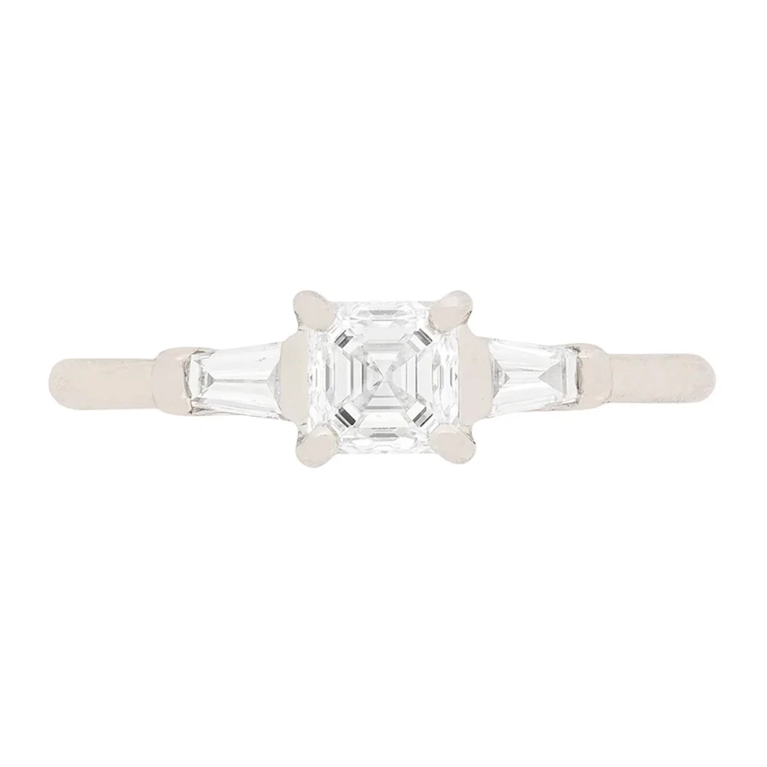 Contemporary 0.50ct Asscher Cut Diamond Solitaire Ring