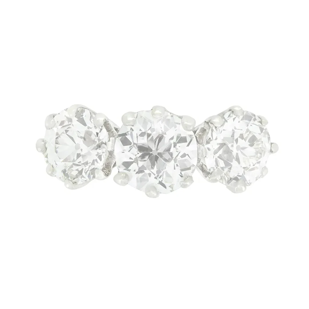 Art Deco 3.25ct Diamond Trilogy Ring, c.1920s