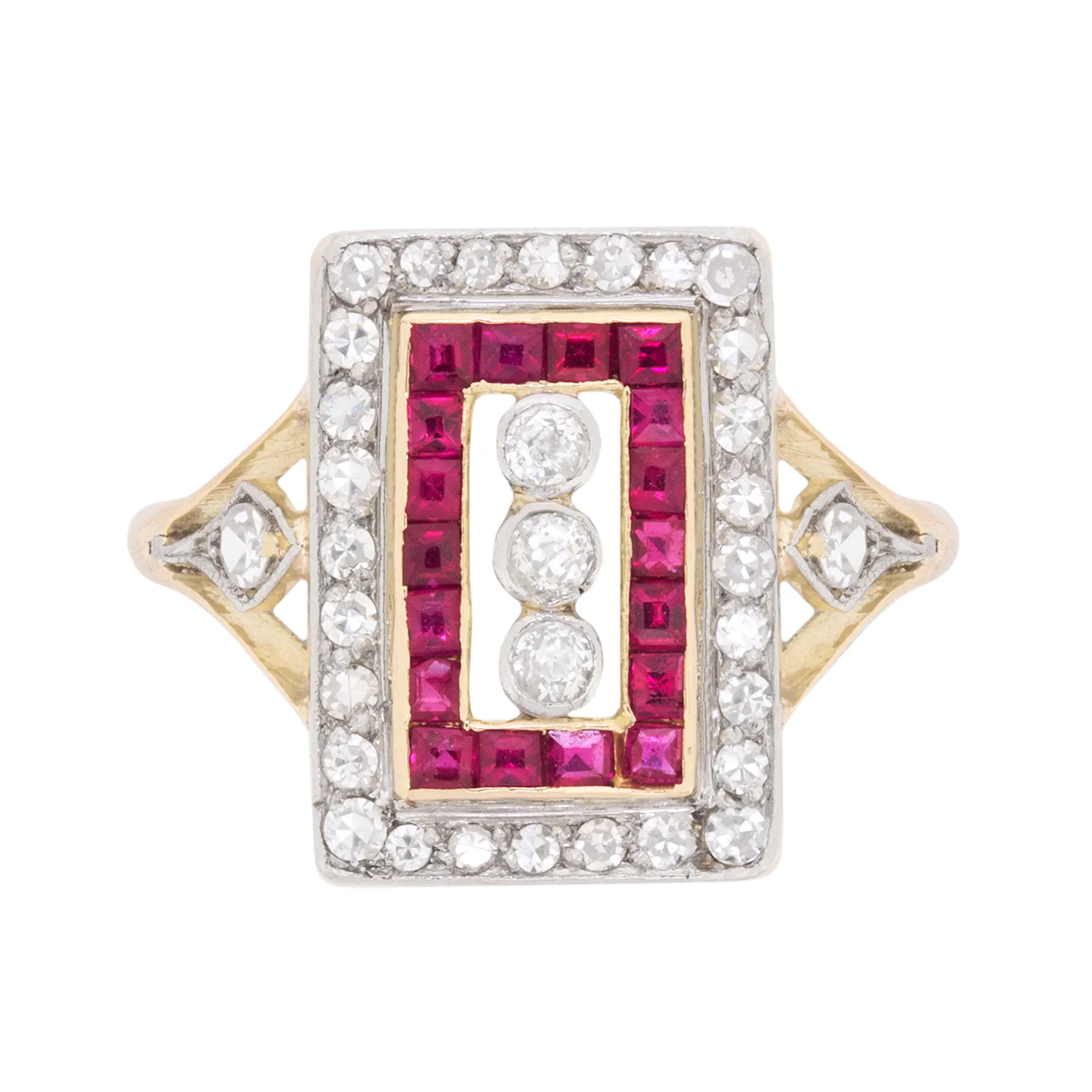 Edwardian Diamond and Ruby Cluster Ring, c.1910