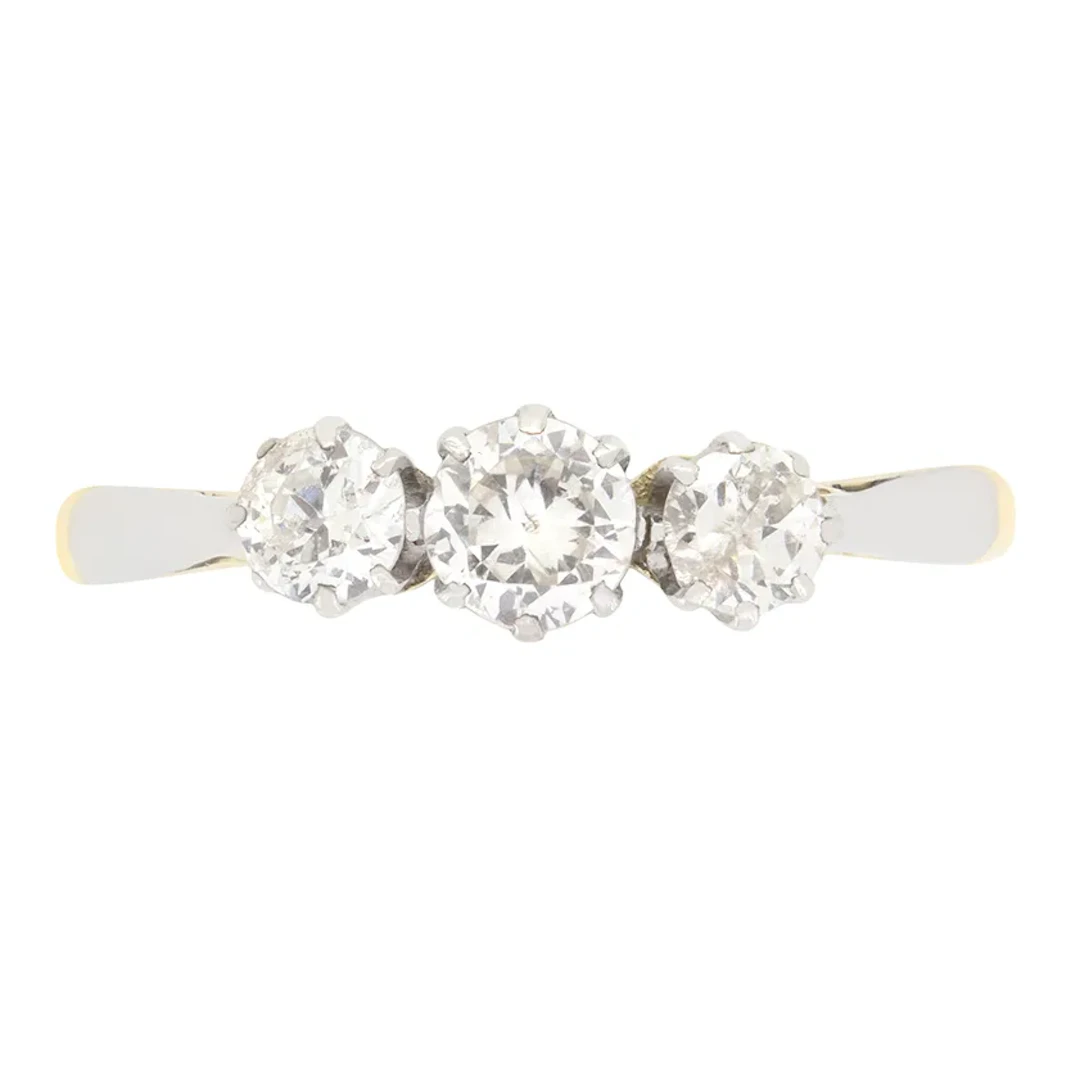 Art Deco 0.75ct Diamond Trilogy Ring, c.1930s