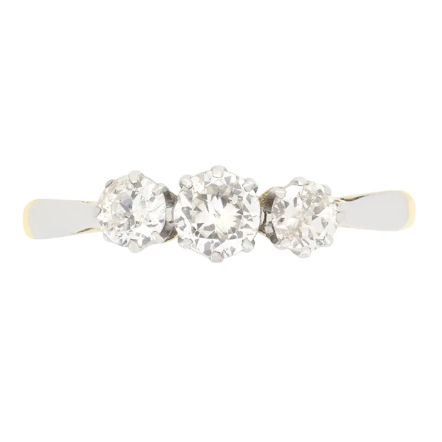 Art Deco 0.75ct Diamond Trilogy Ring, c.1930s