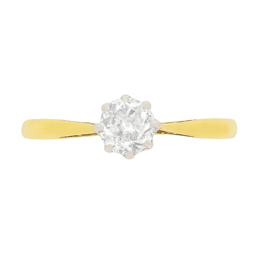 Edwardian 0.60ct Diamond Solitaire Engagement Ring, c.1910s