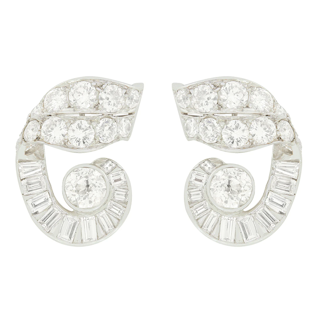 Art Deco 5.50ct Diamond Earrings, c.1920s