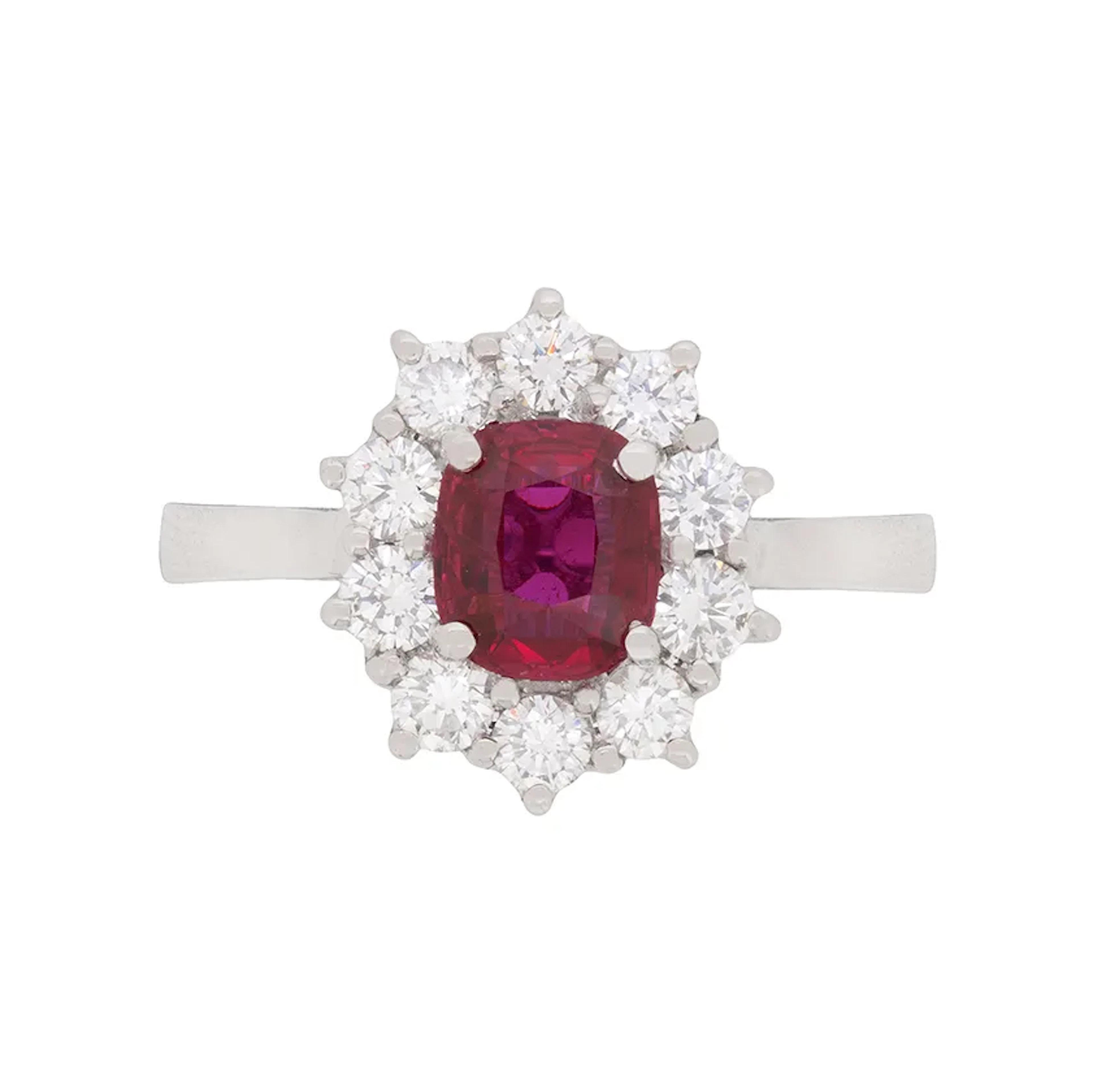 Vintage 1.84 Carat Ruby and Diamond Cluster, c.1980s