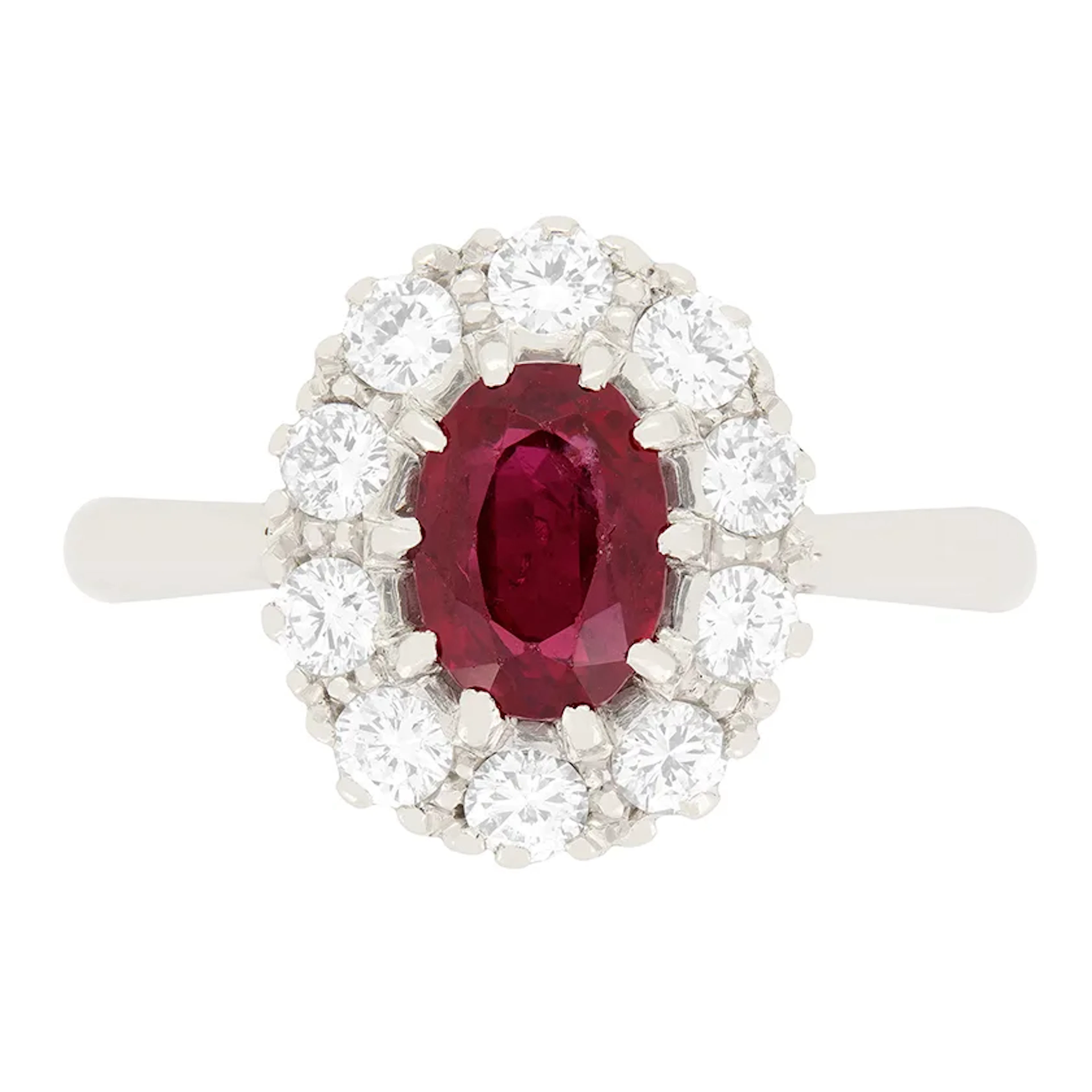 Vintage 1.00ct Ruby and Diamond Cluster Ring, c.1950s