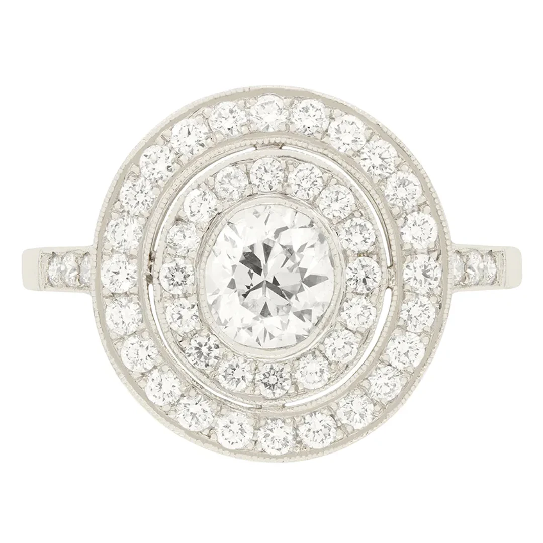 Vintage 1.29ct Diamond Double Halo Ring, c.1960s