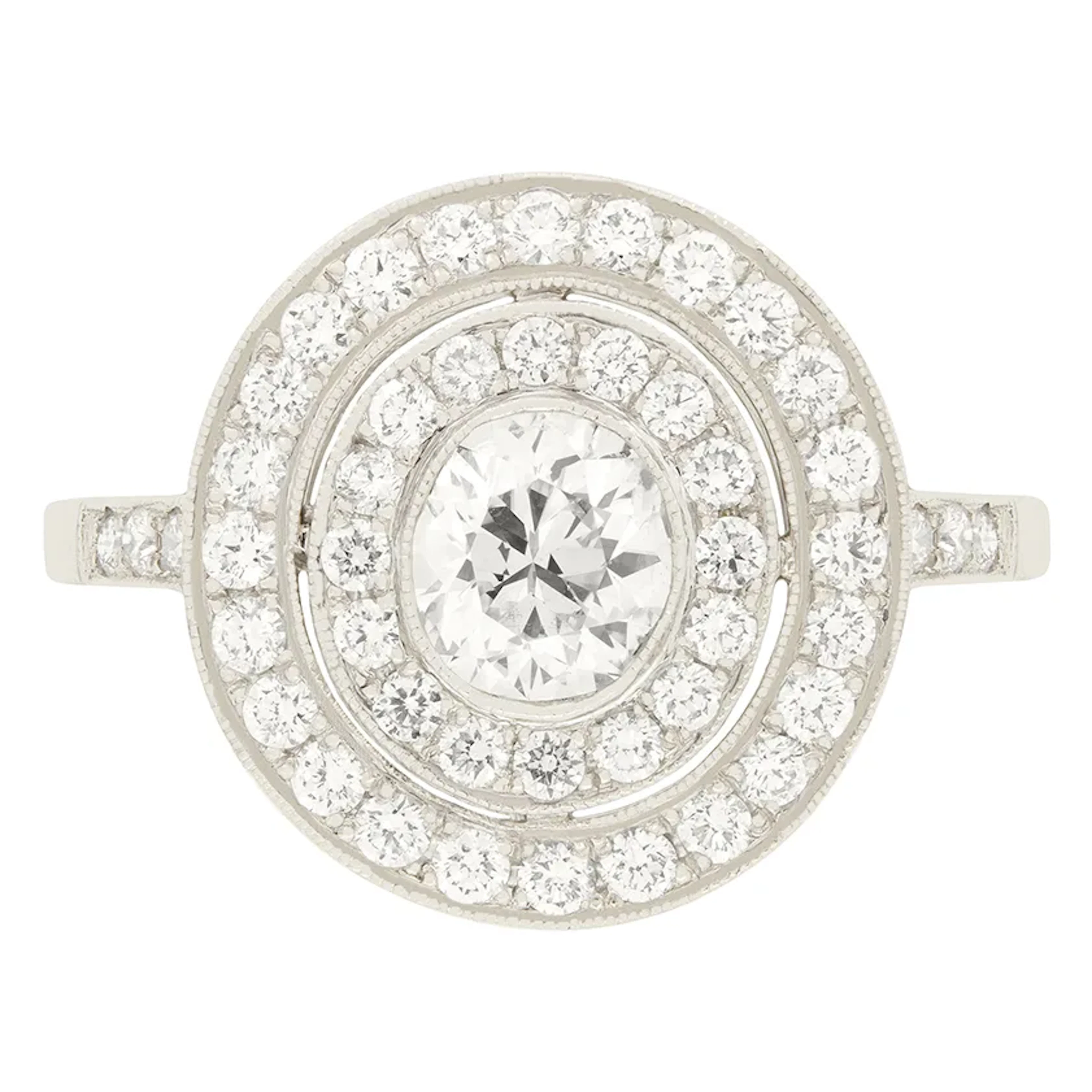 Vintage 1.29ct Diamond Double Halo Ring, c.1960s