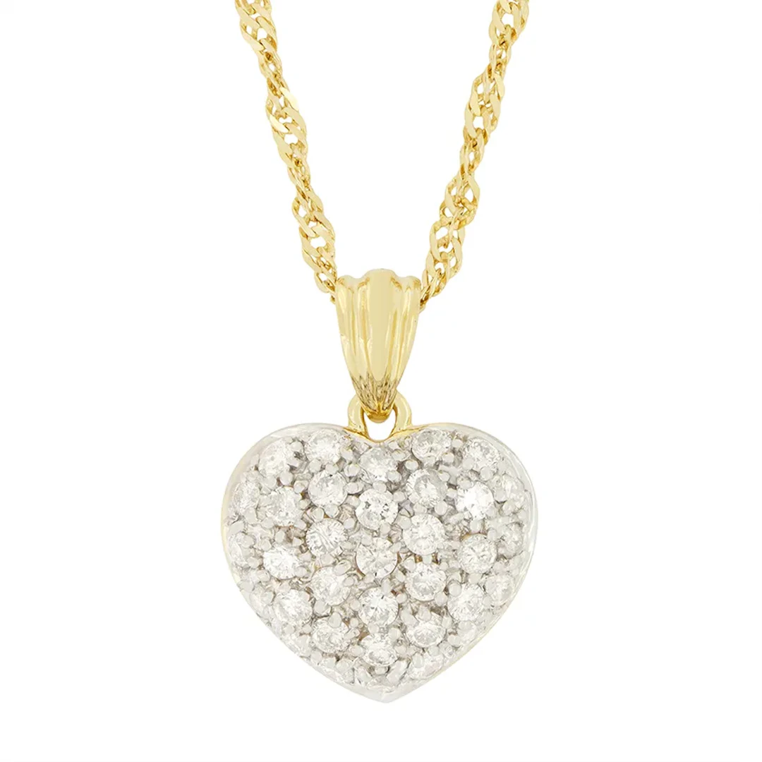 Vintage 1.70ct Diamond Heart Pendant, c.1980s