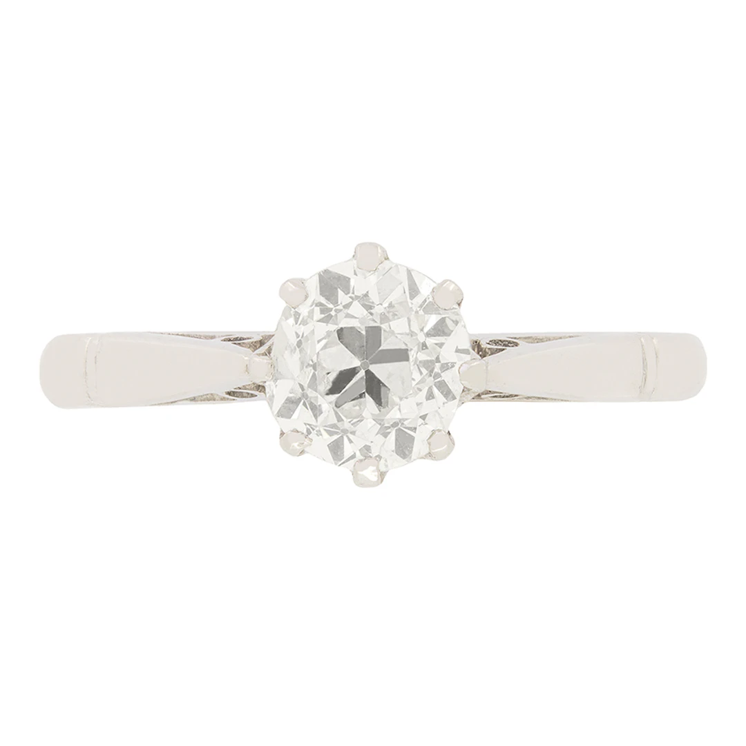 Art Deco 0.91ct Diamond Solitaire Ring, c.1920s