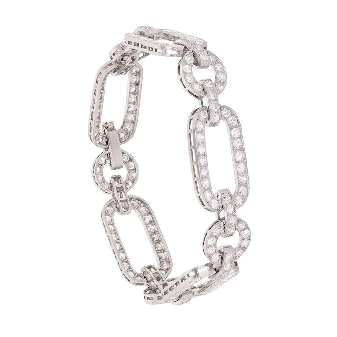 Art Deco 8.50ct Diamond Link Bracelet, c.1920s