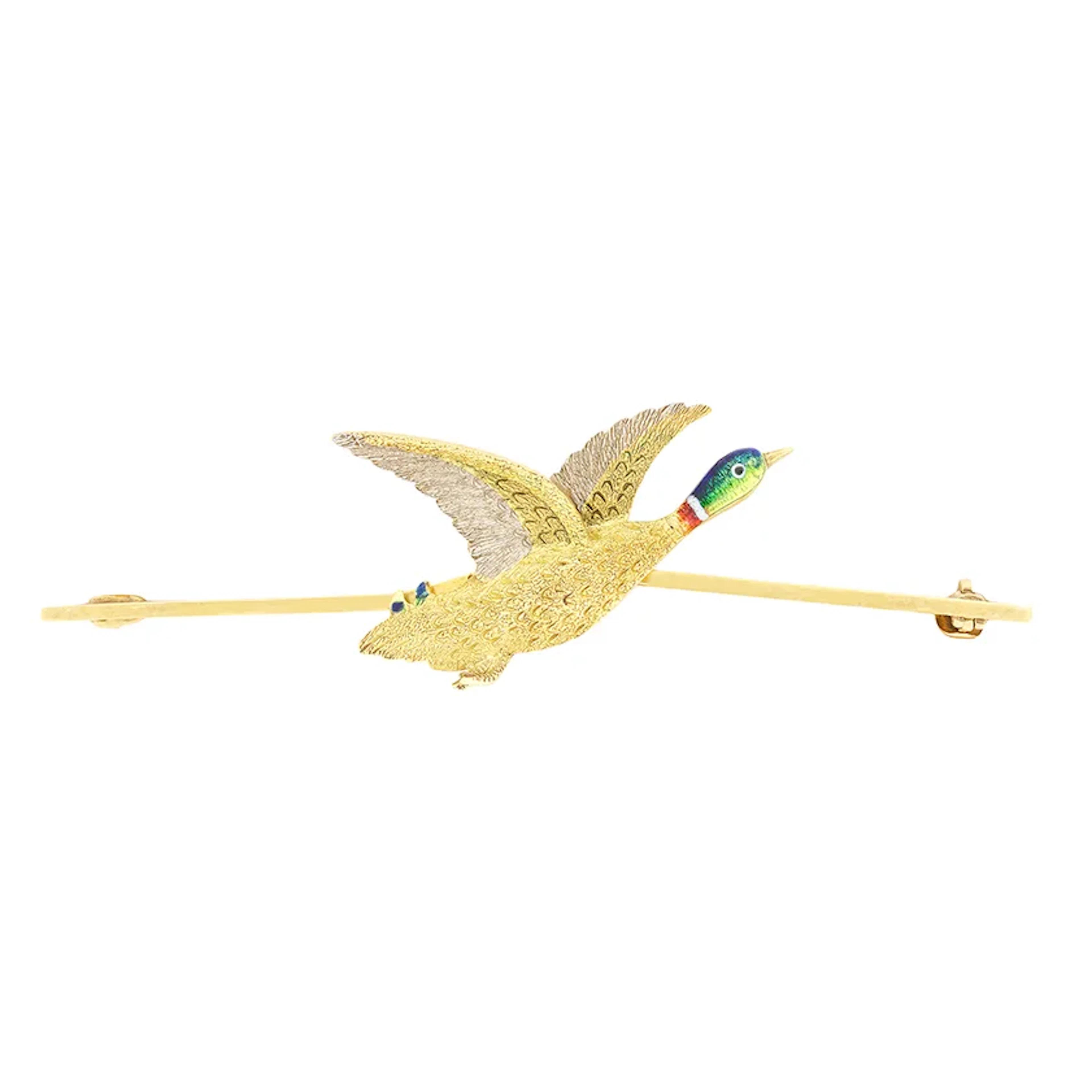 Edwardian Mallard Duck Brooch, c.1910s