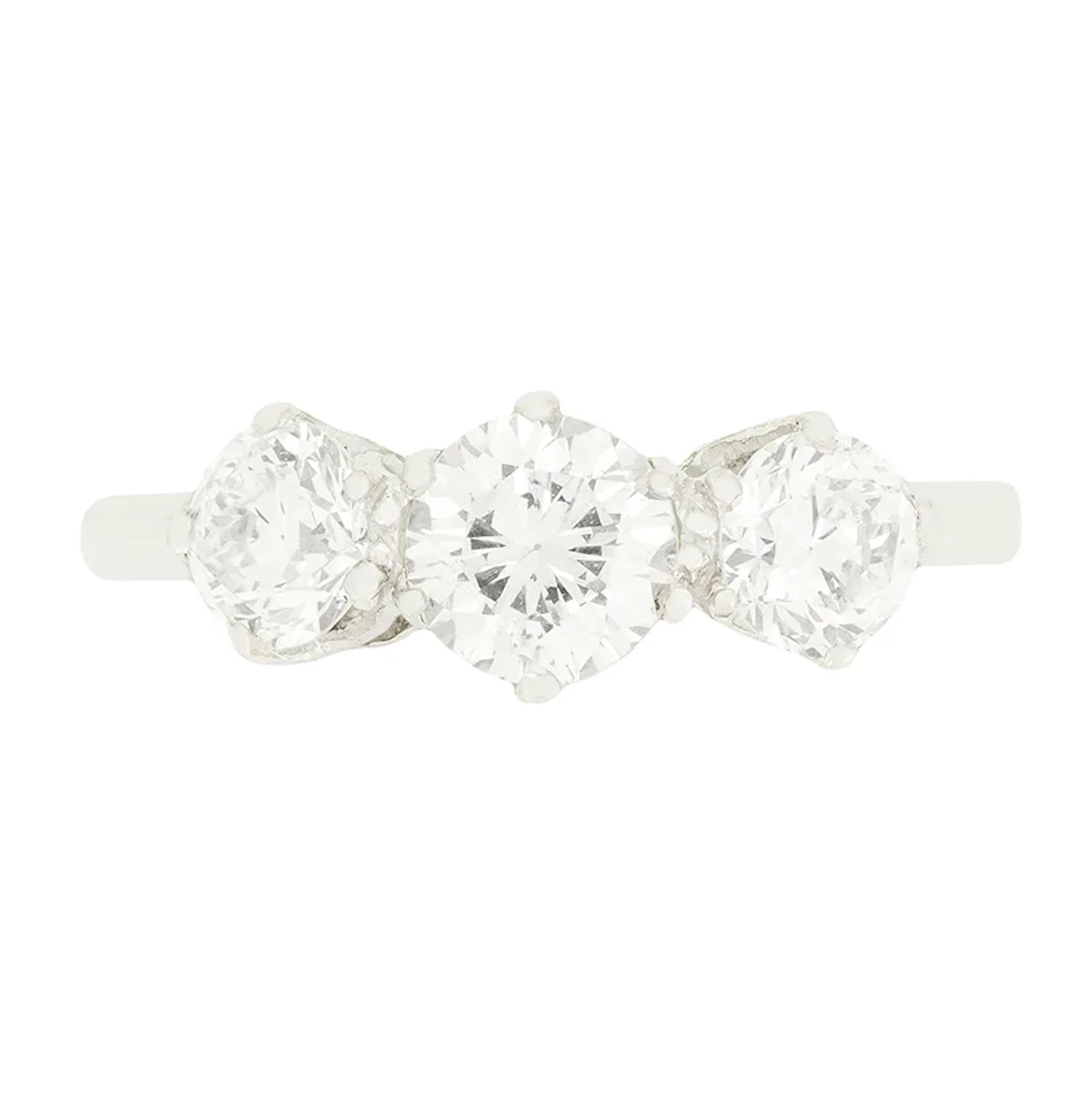 Late Deco 1.75ct Diamond Three Stone Ring, c.1930s