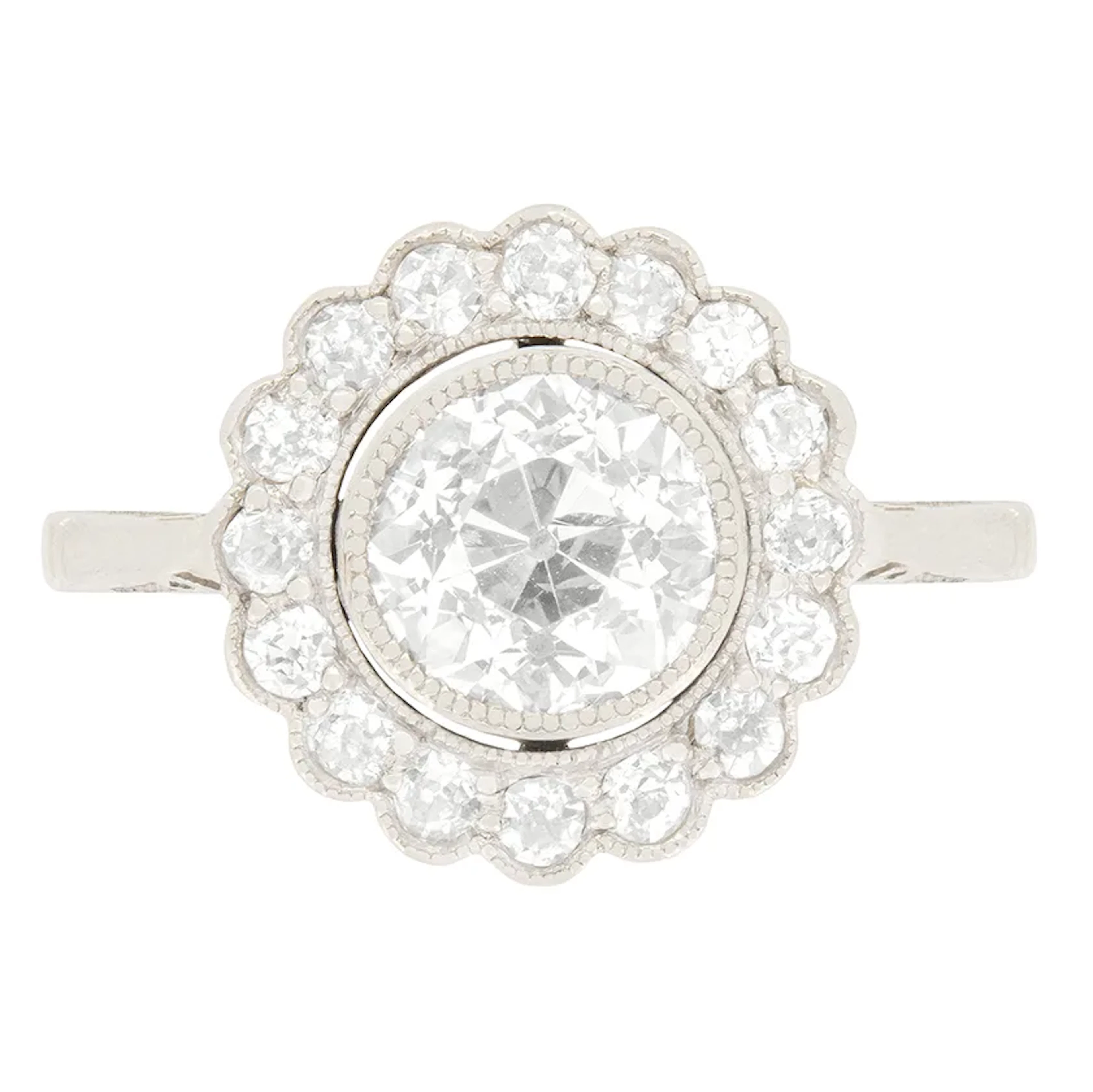 Art Deco 1.37ct Diamond Halo Ring, c.1920s