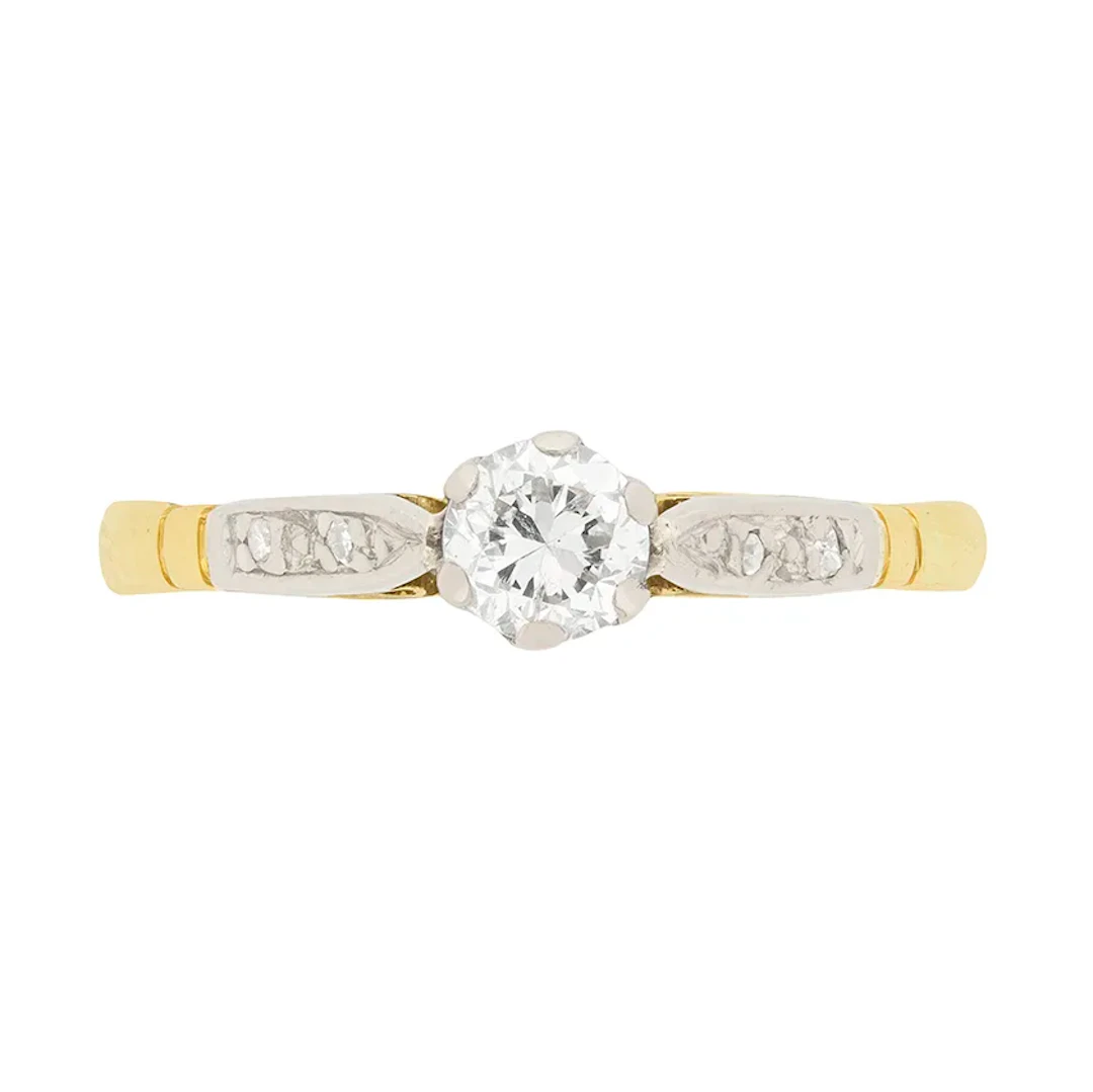 Late Art Deco 0.40ct Diamond Solitaire Engagement Ring, c.1930s