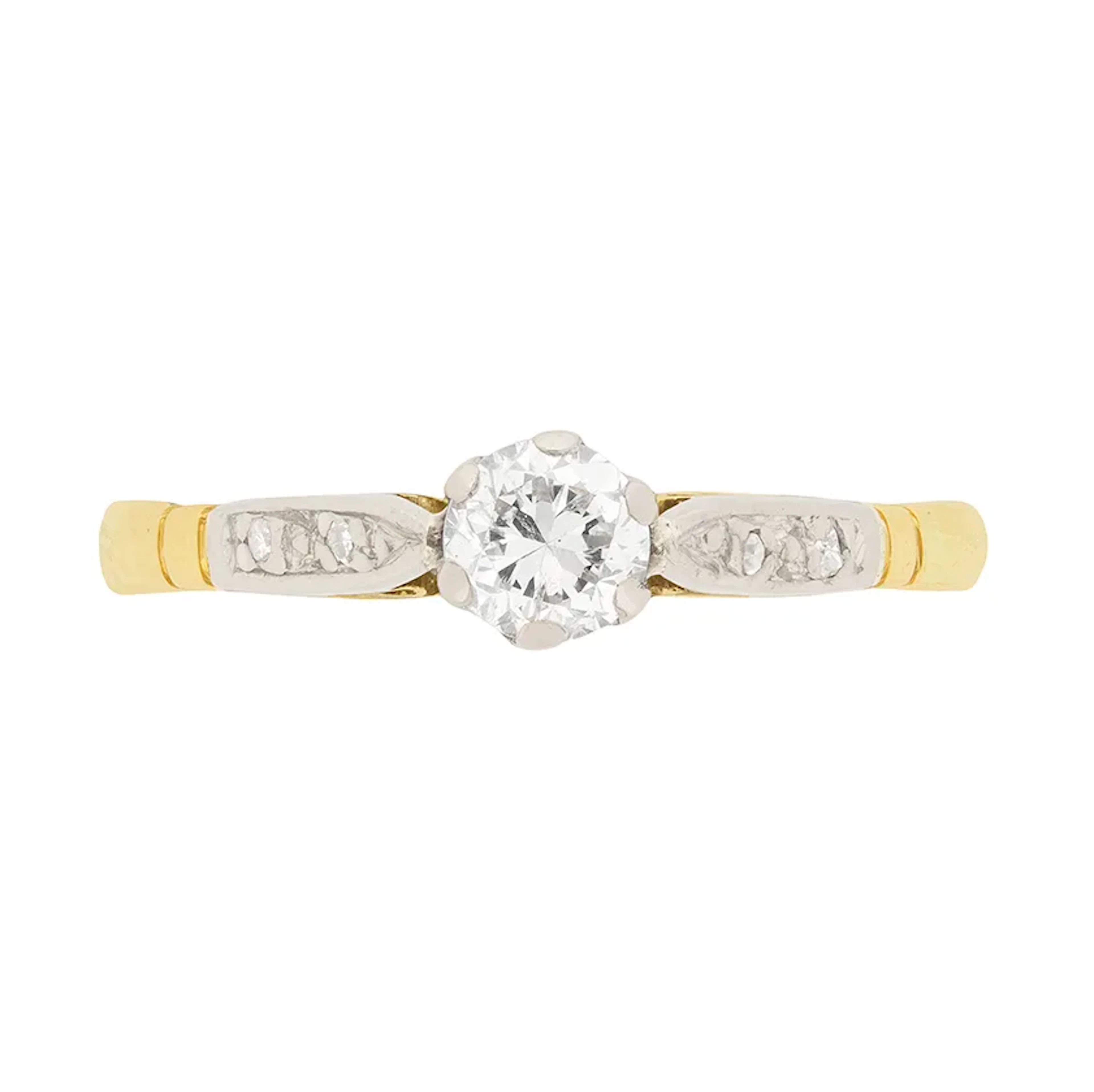 Late Art Deco 0.40ct Diamond Solitaire Engagement Ring, c.1930s