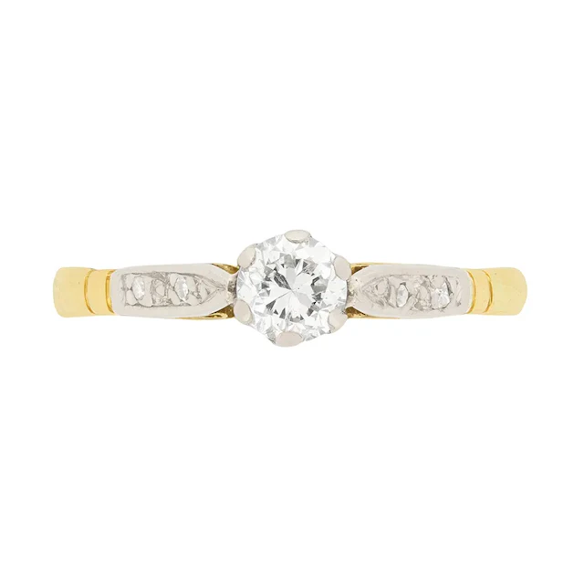 Late Art Deco 0.40ct Diamond Solitaire Engagement Ring, c.1930s
