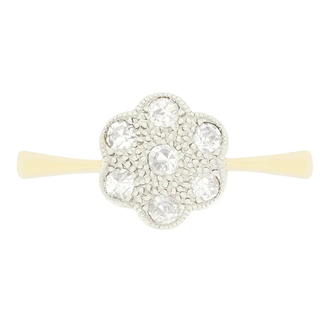 Edwardian 0.14ct Diamond Daisy Cluster Ring, c.1910s