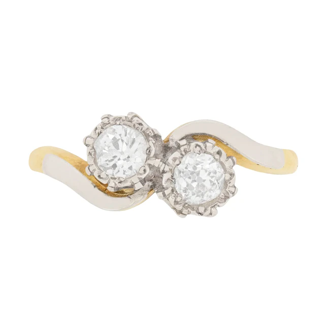 Art Deco 0.70ct Diamond Two Stone Twist Ring, c.1920s
