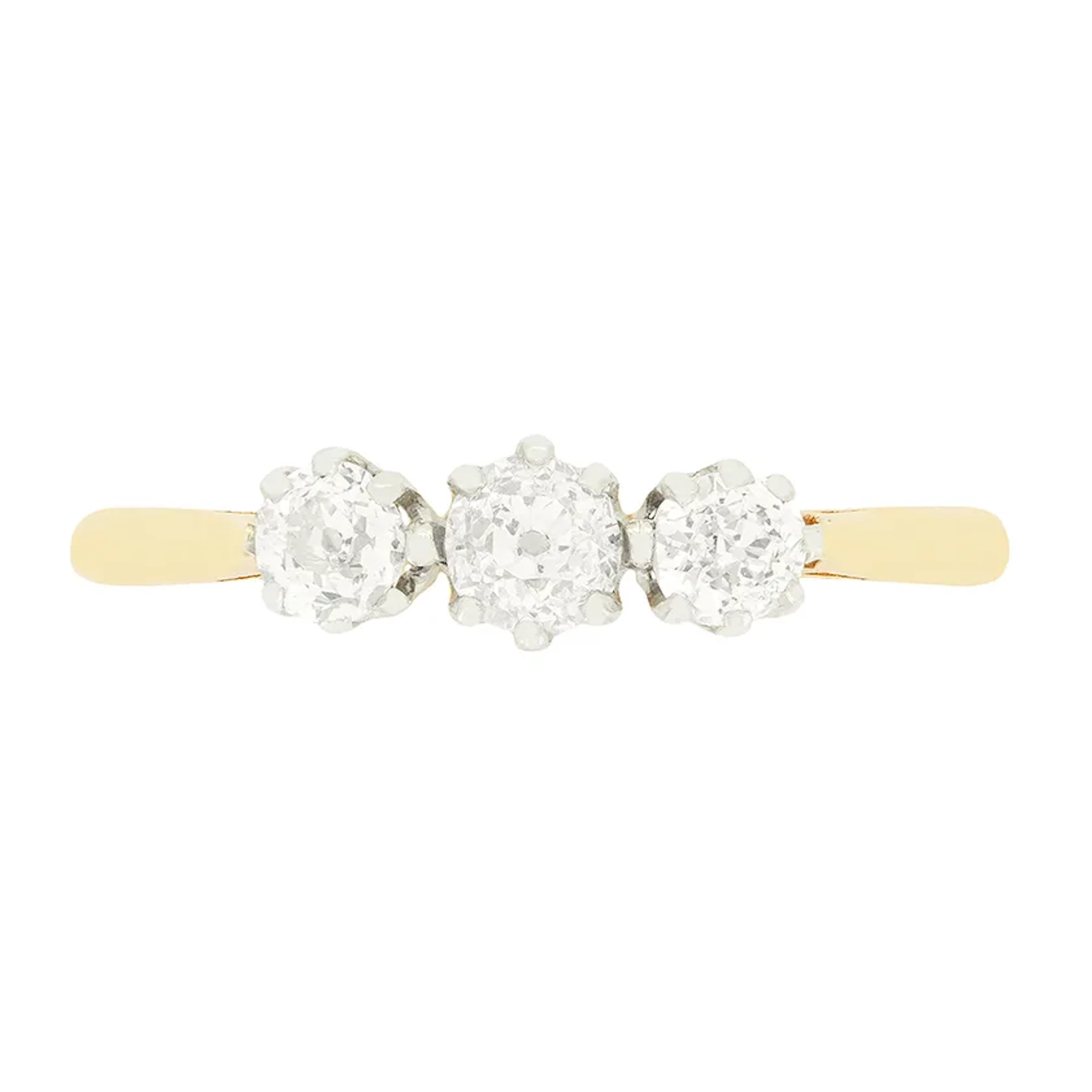 Edwardian 0.70ct Diamond Three Stone Ring, c.1910s