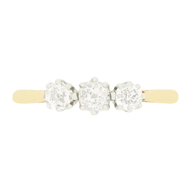 Edwardian 0.70ct Diamond Three Stone Ring, c.1910s