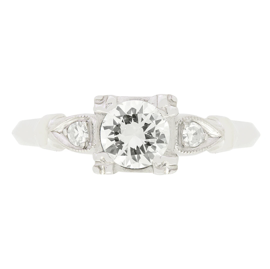 Late Deco 0.50ct Diamond Solitaire Ring, c.1940s