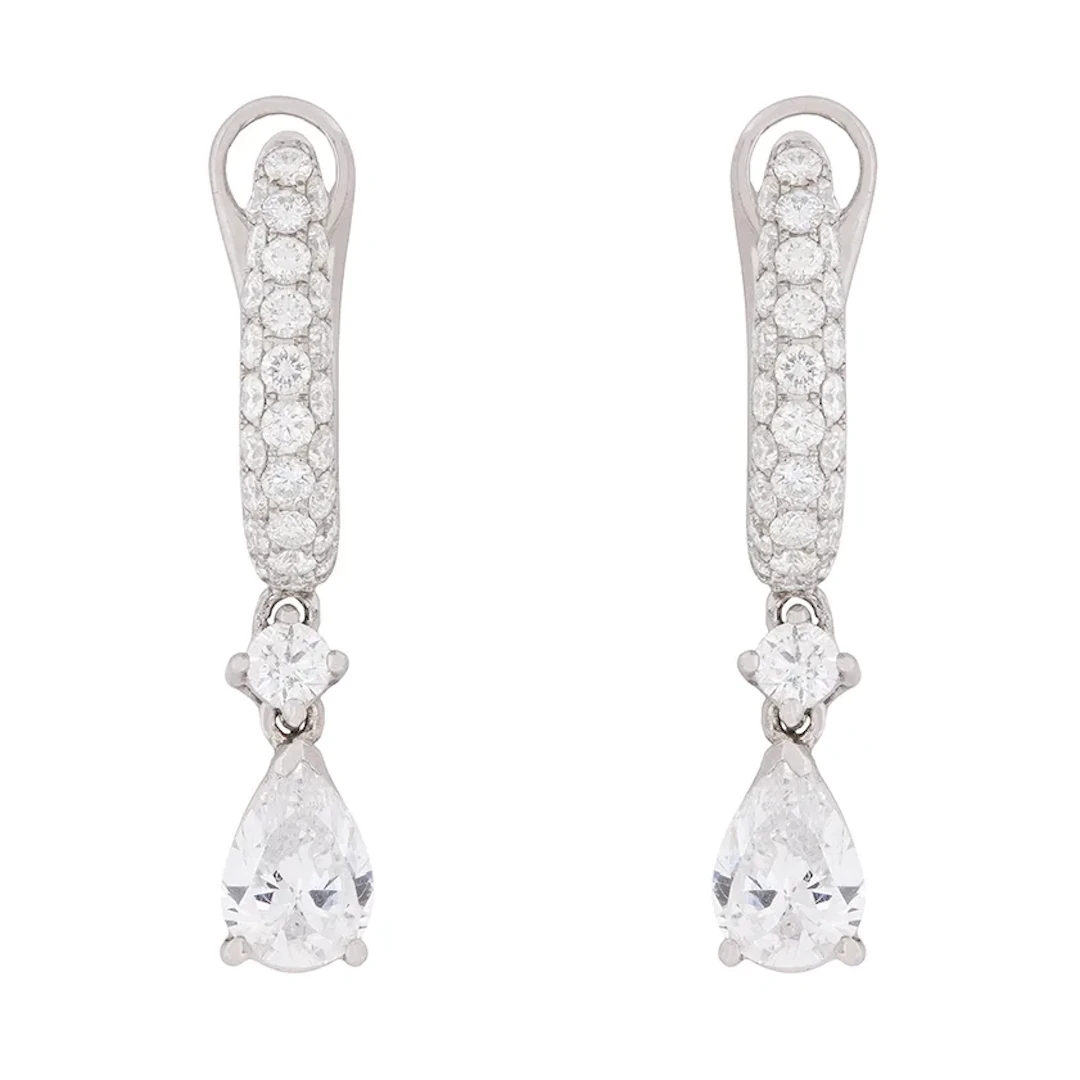 Contemporary 1.95ct Diamond Drop Earrings
