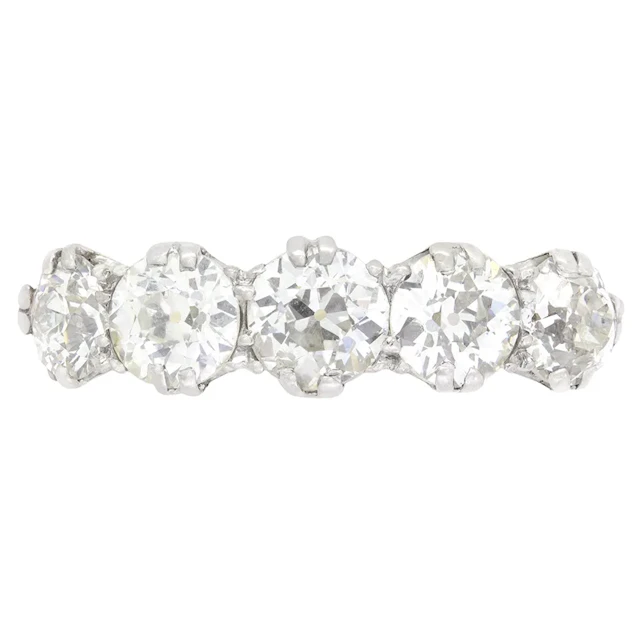 Edwardian 2.00ct Diamond Five Stone Ring, c.1910s