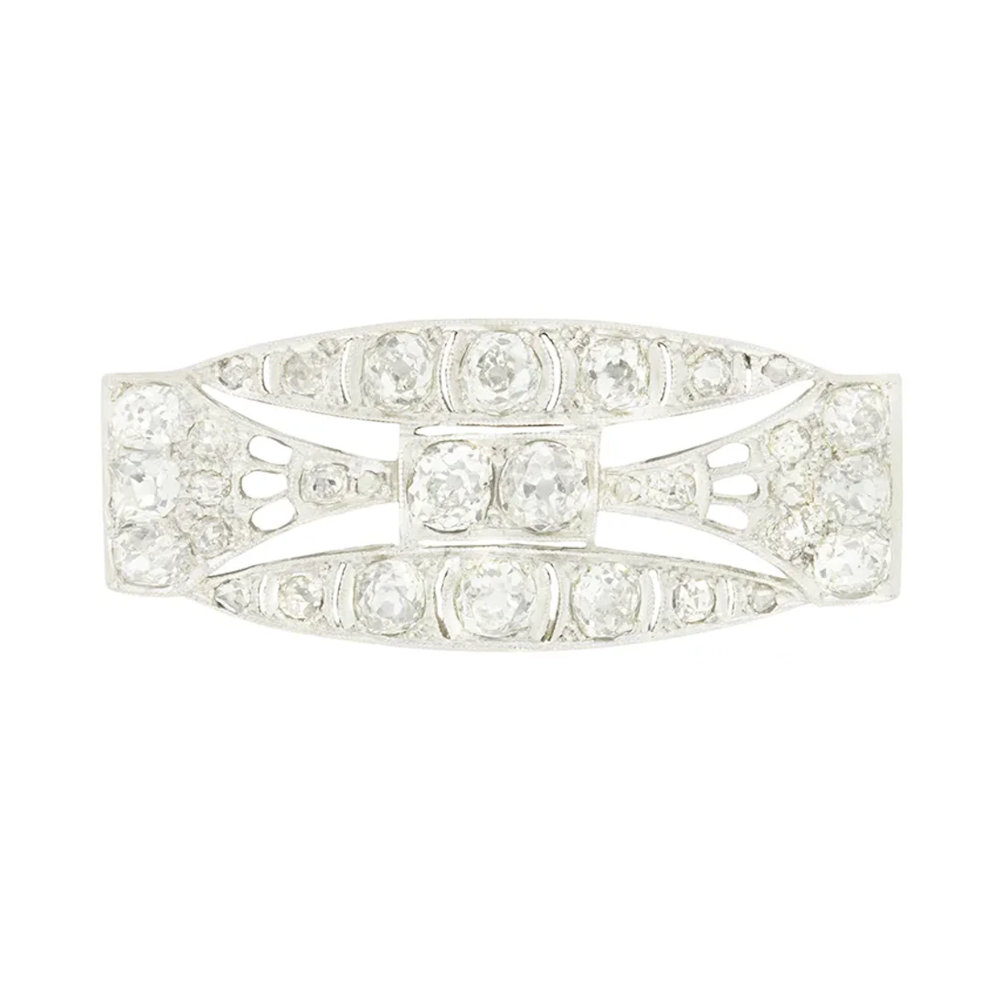 Art Deco 3.40ct Diamond Brooch, c.1920s