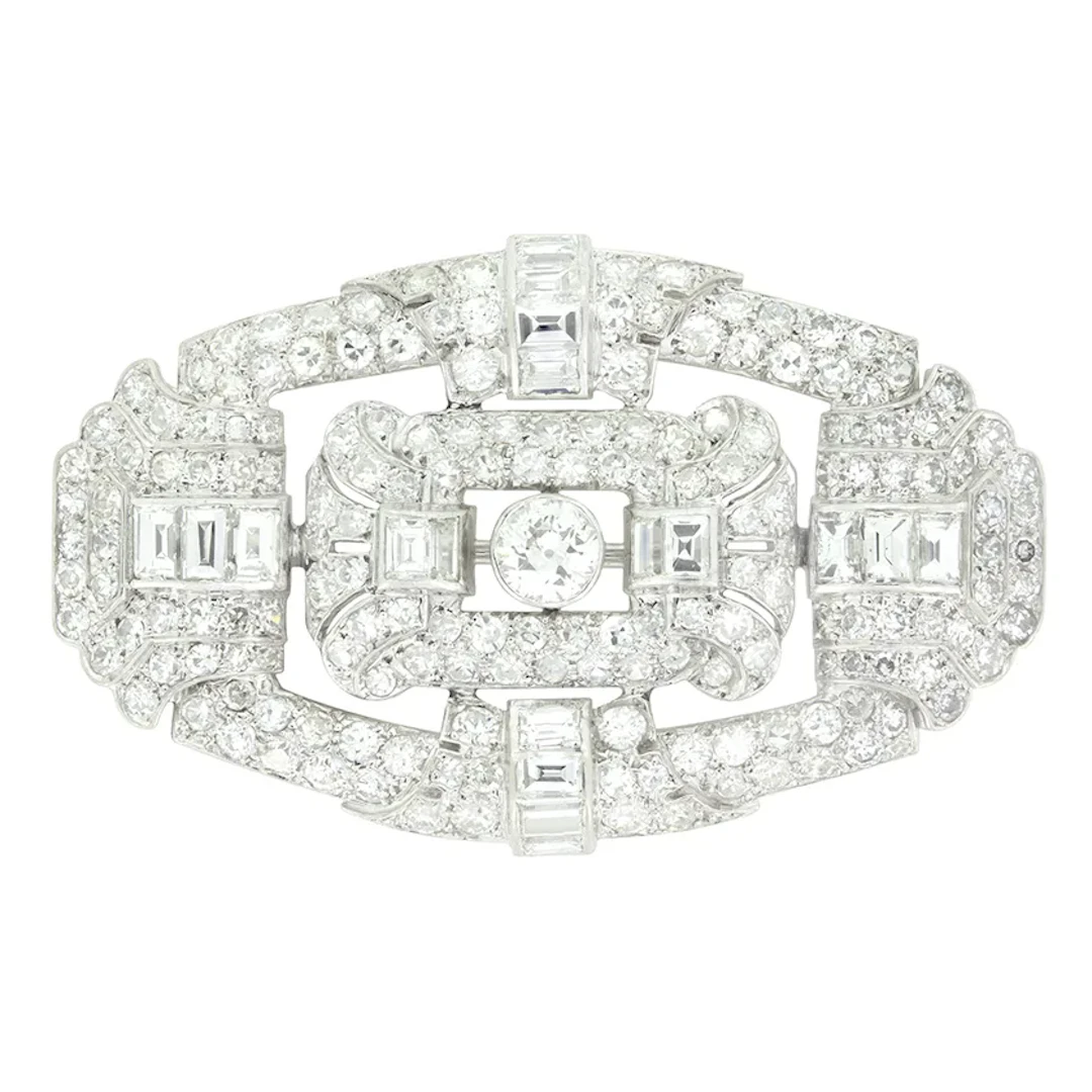 Art Deco 8.00ct Diamond Brooch, c.1920s