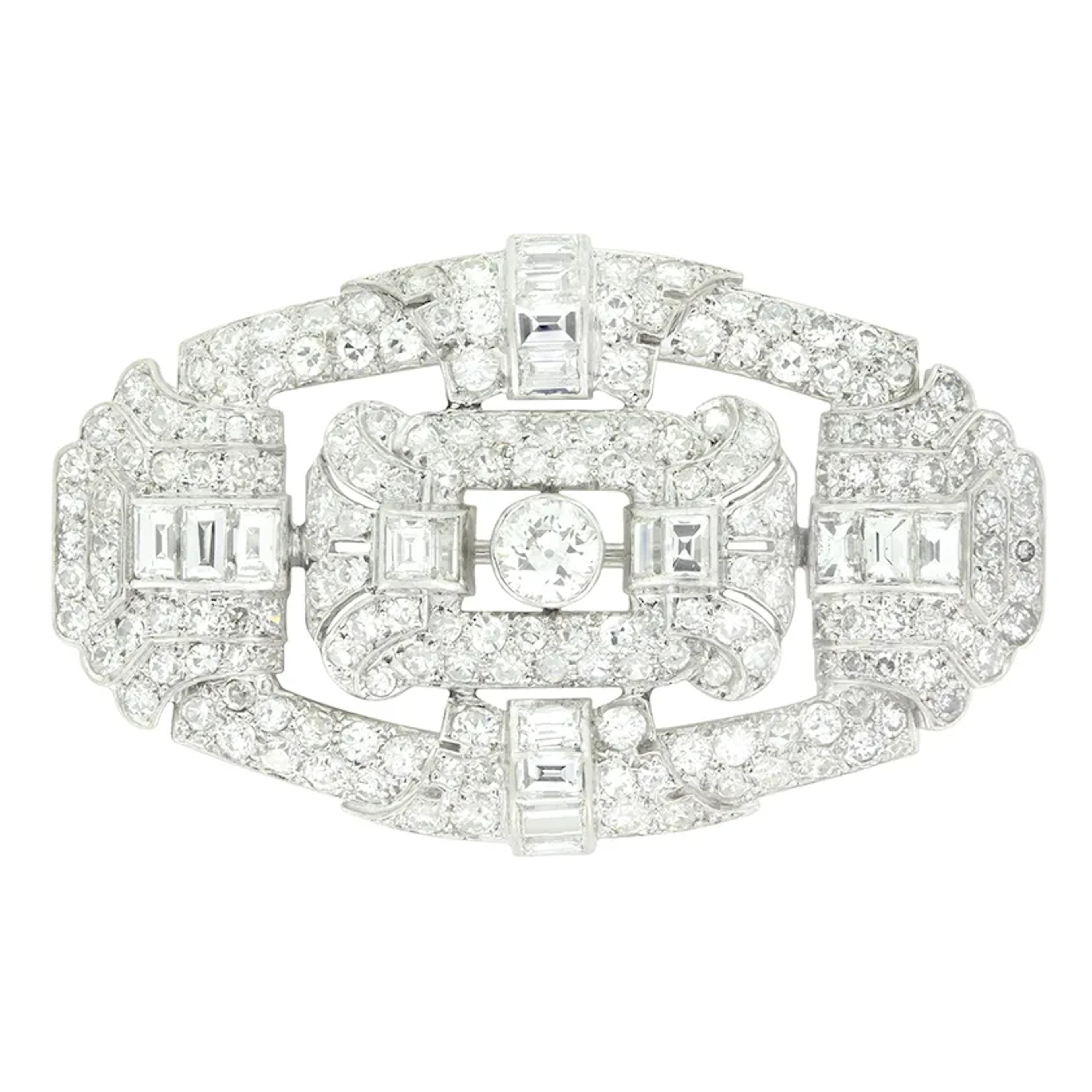 Art Deco 8.00ct Diamond Brooch, c.1920s