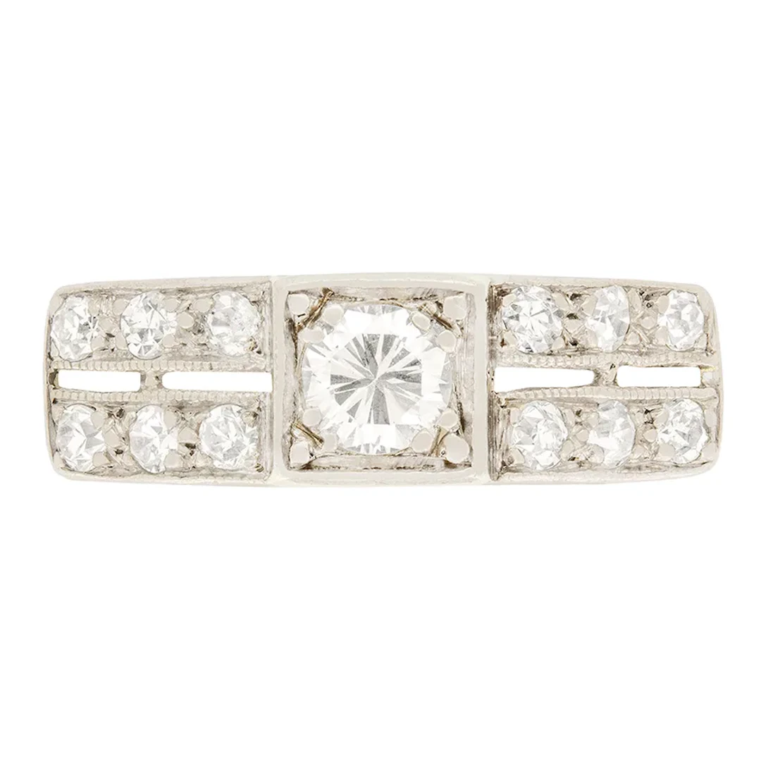 Art Deco 0.30ct Diamond Cluster Ring, c.1930s