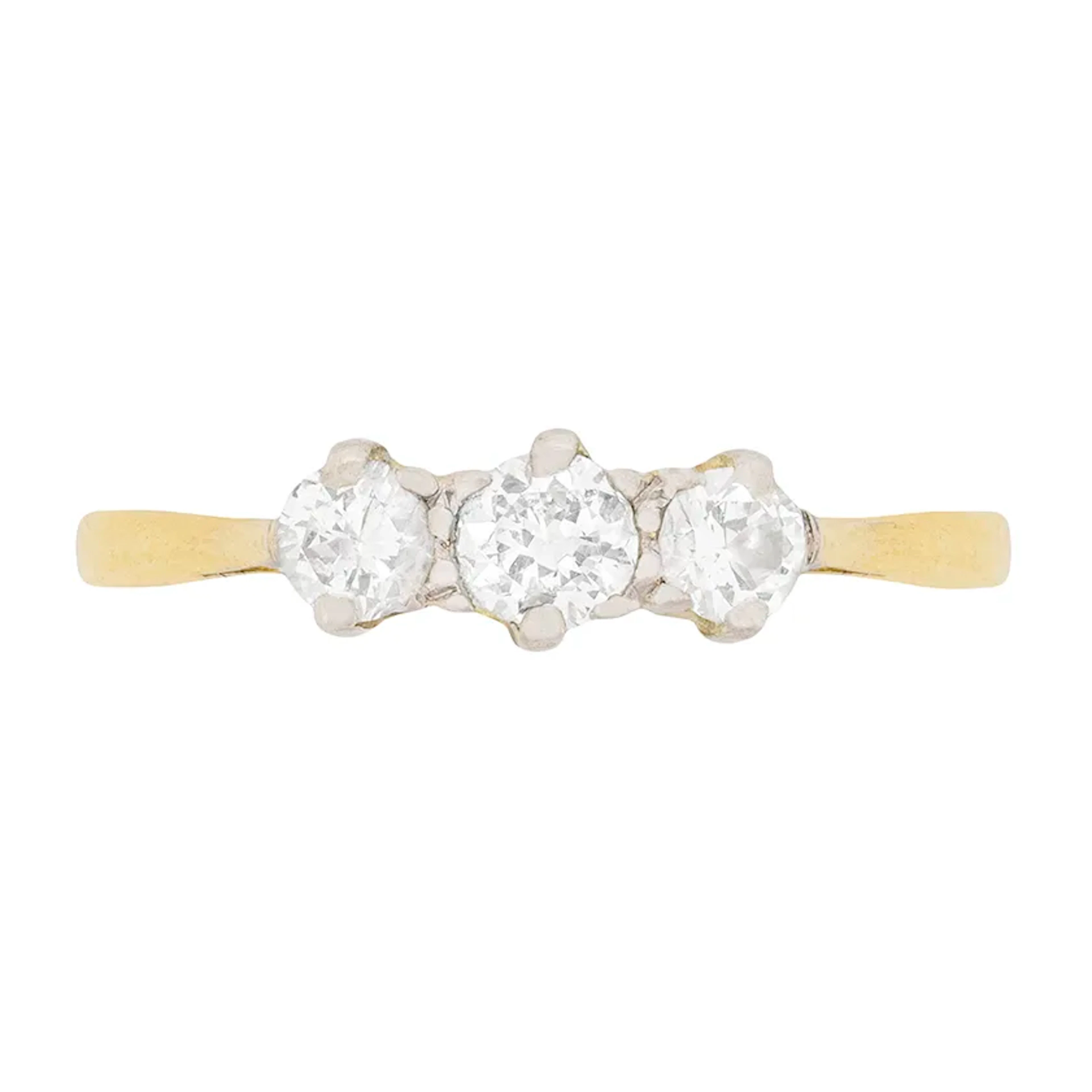 Edwardian Diamond Three Stone Engagement Ring, c.1910