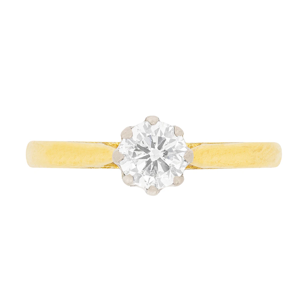 Vintage 0.40ct Round Brilliant Cut Diamond Solitaire Engagement Ring, c.1982
