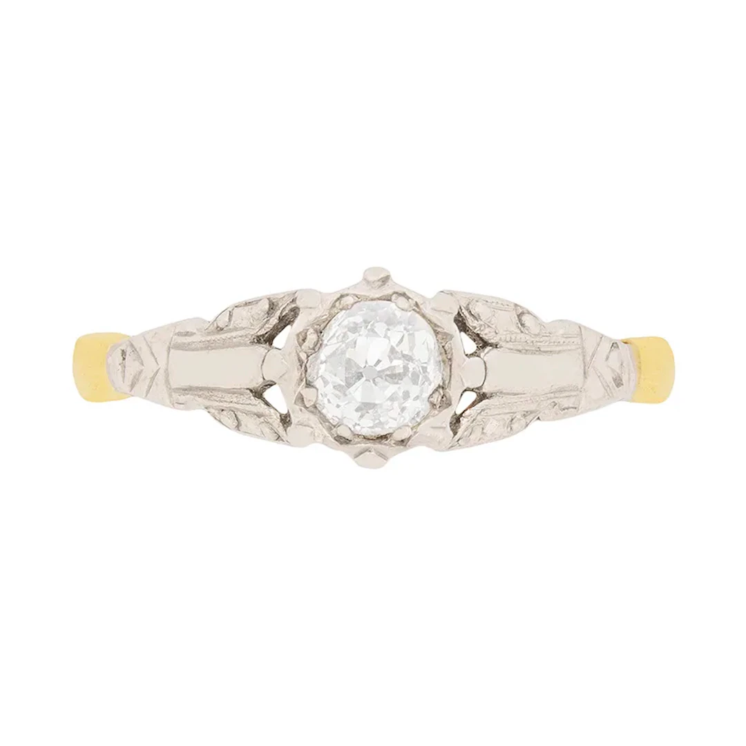 Late Victorian Diamond Solitaire Engagement Ring, c.1900s