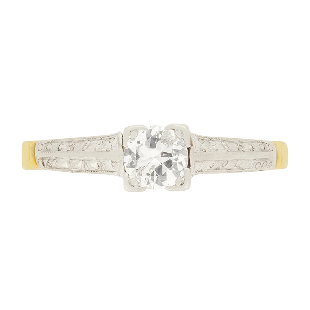Late Deco 0.40ct Diamond Solitaire Engagement Ring c.1940s