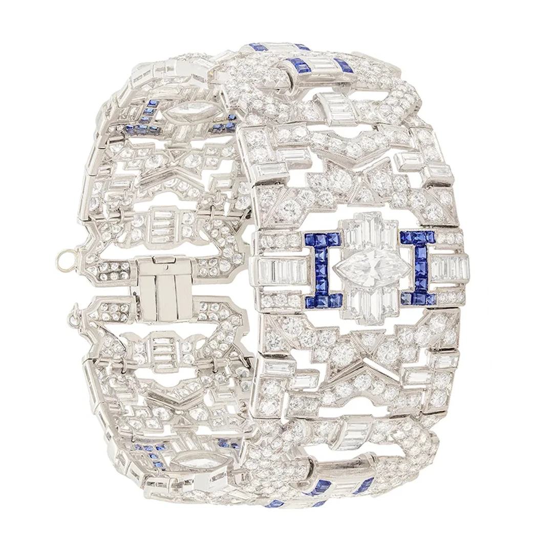 Art Deco 24.00ct Diamond and Sapphire Bracelet, c.1920s