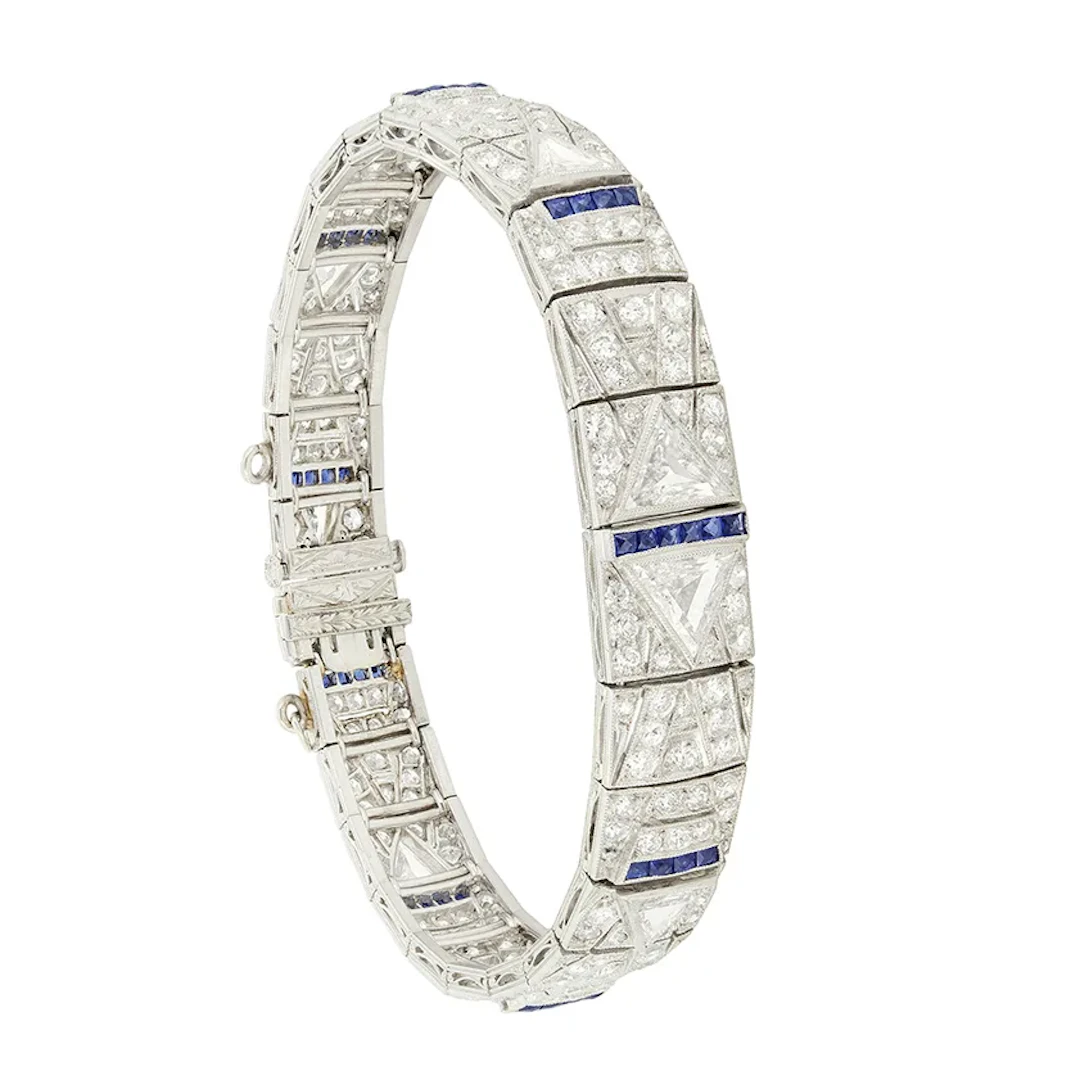 Art Deco 8.20ct Diamond and Sapphire Bracelet, c.1920s