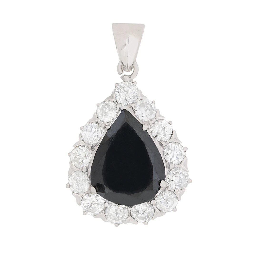 Contemporary 2.53 Carat Black Diamond With Halo Pendant