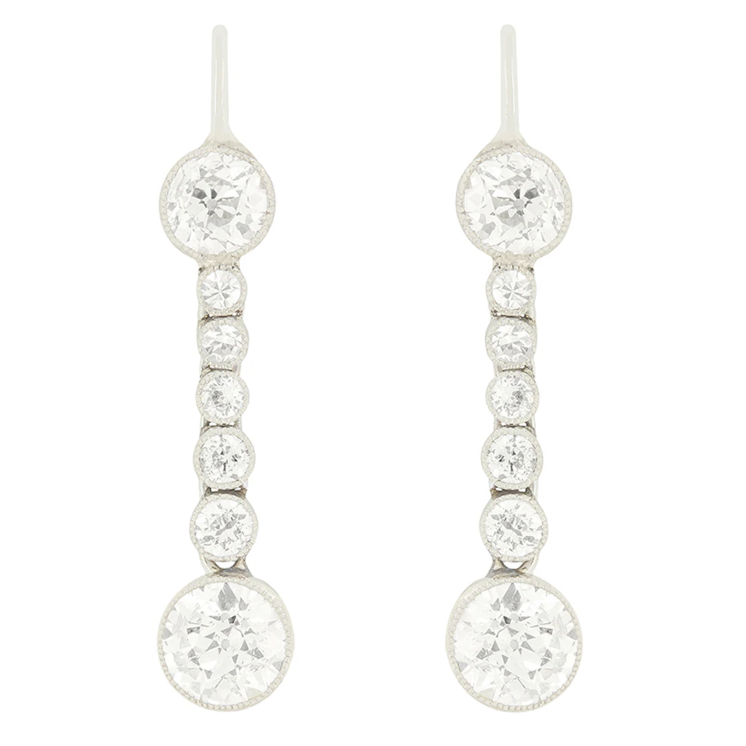 Art Deco 2.54ct Diamond Drop Earrings, c.1920s